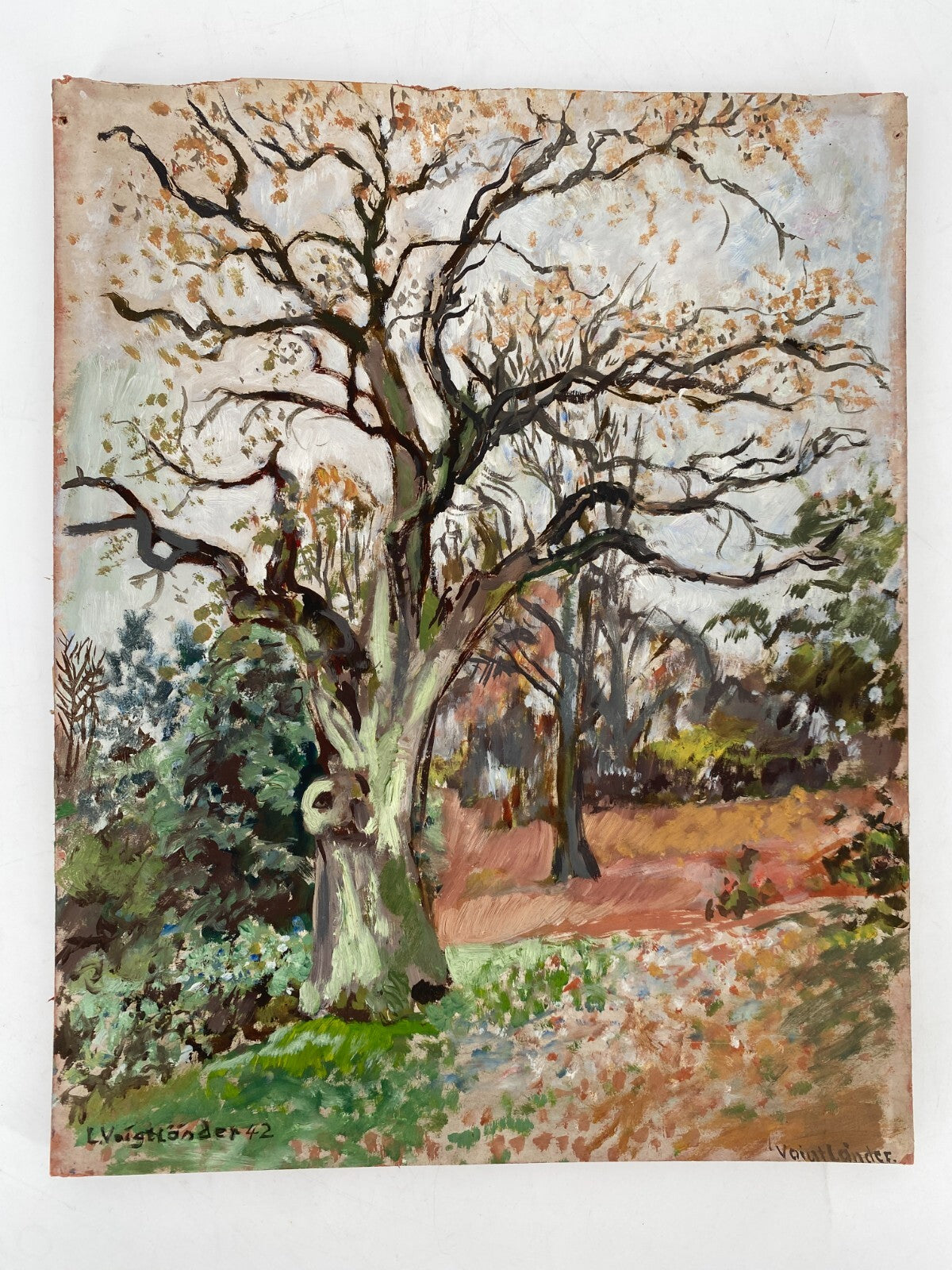 *ÖLGEMÄLDE SONNENSCHEIN IM HERBST VOIGTLÄNDER 1942 IMPRESSIONISMUS BAUM UNIKAT
