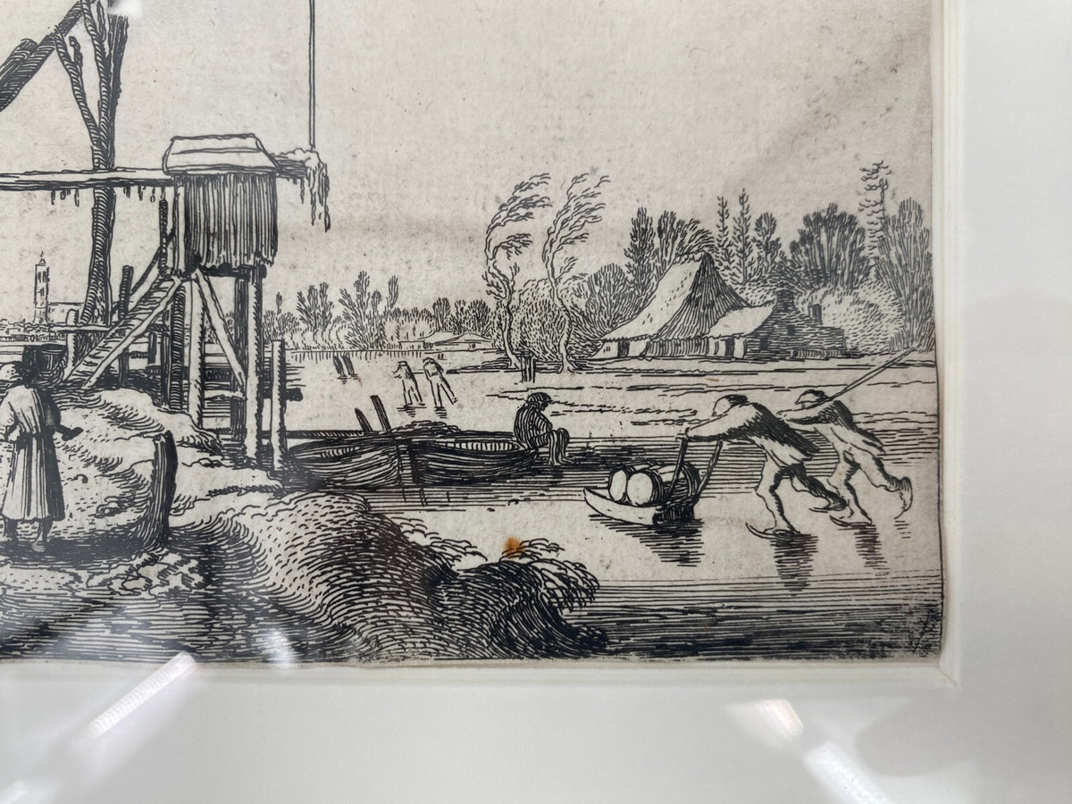 *RADIERUNG KUPFERSTICH JAN VAN DE VELDE GENRE LANDSCHAFT HAFEN 1616 ANTIK BAROCK