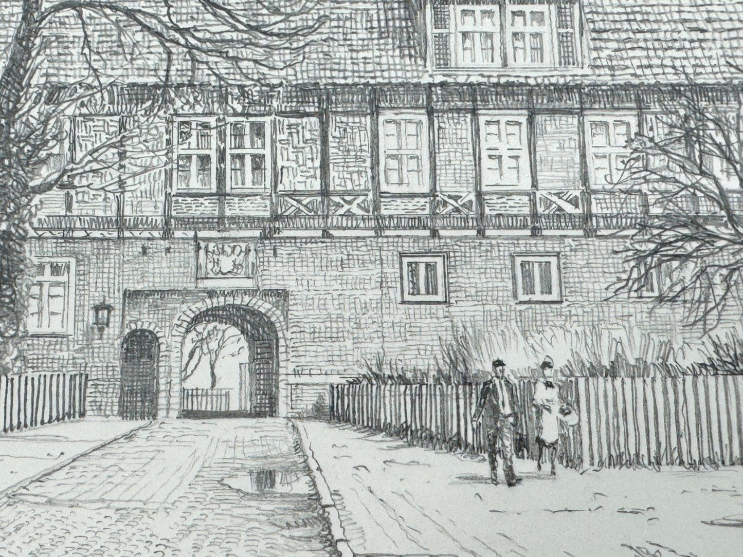 * HEINZ WEHLISCH ZEICHNUNG SCHLOß AHLDEN ANSICHT SIGNIERT