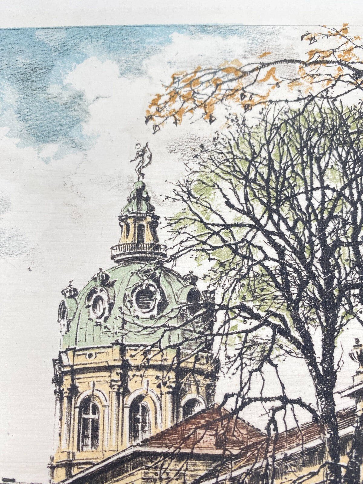 KÜNSTLER HEINZ WEHLISCH RADIERUNG KOLORIERT SCHLOSS CHARLOTTENBURG SIGNIERT
