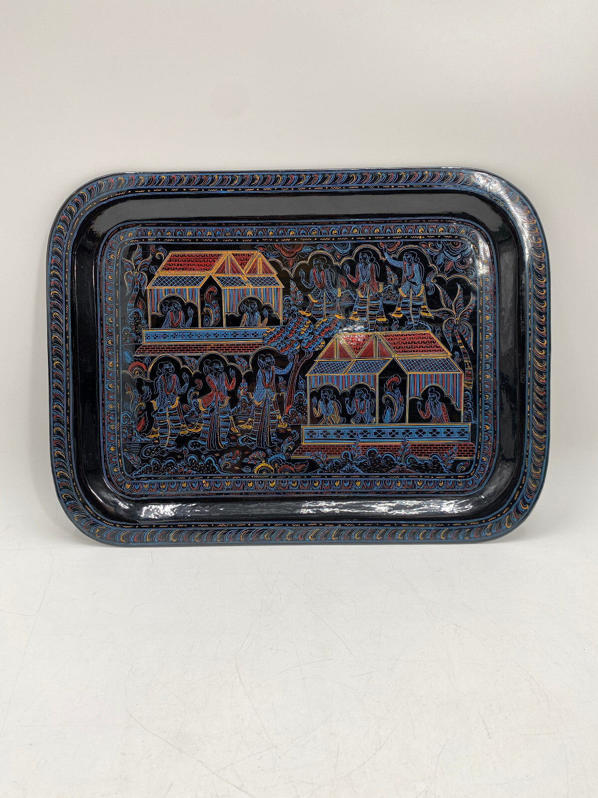 * TABLETT QUADRATISCH BURMESISCH MYANMAR BAMBUS LACKARBEIT LAQUERWARE