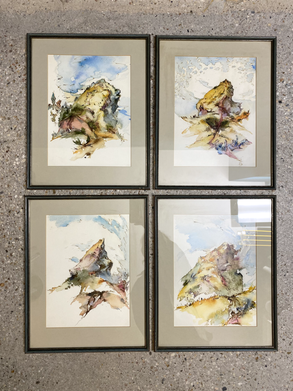 AQUARELL x 4 PETER SCHMIDT SCHÖNBERG BERGE SINFONIE ENGEL AKT BERLINER KUNST
