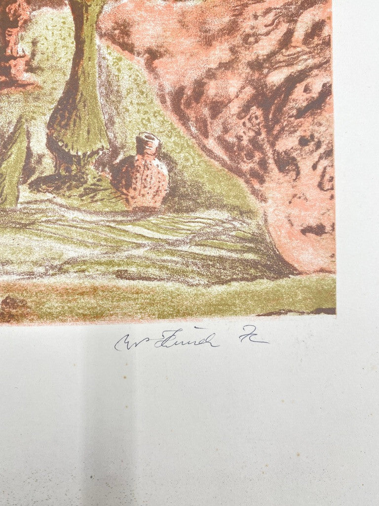 * KUNSTDRUCK ZEICHNUNG STILLEBEN ABSTRAKT VANITAS ROT GRÜN DRUCK PROBE SIGNIERT
