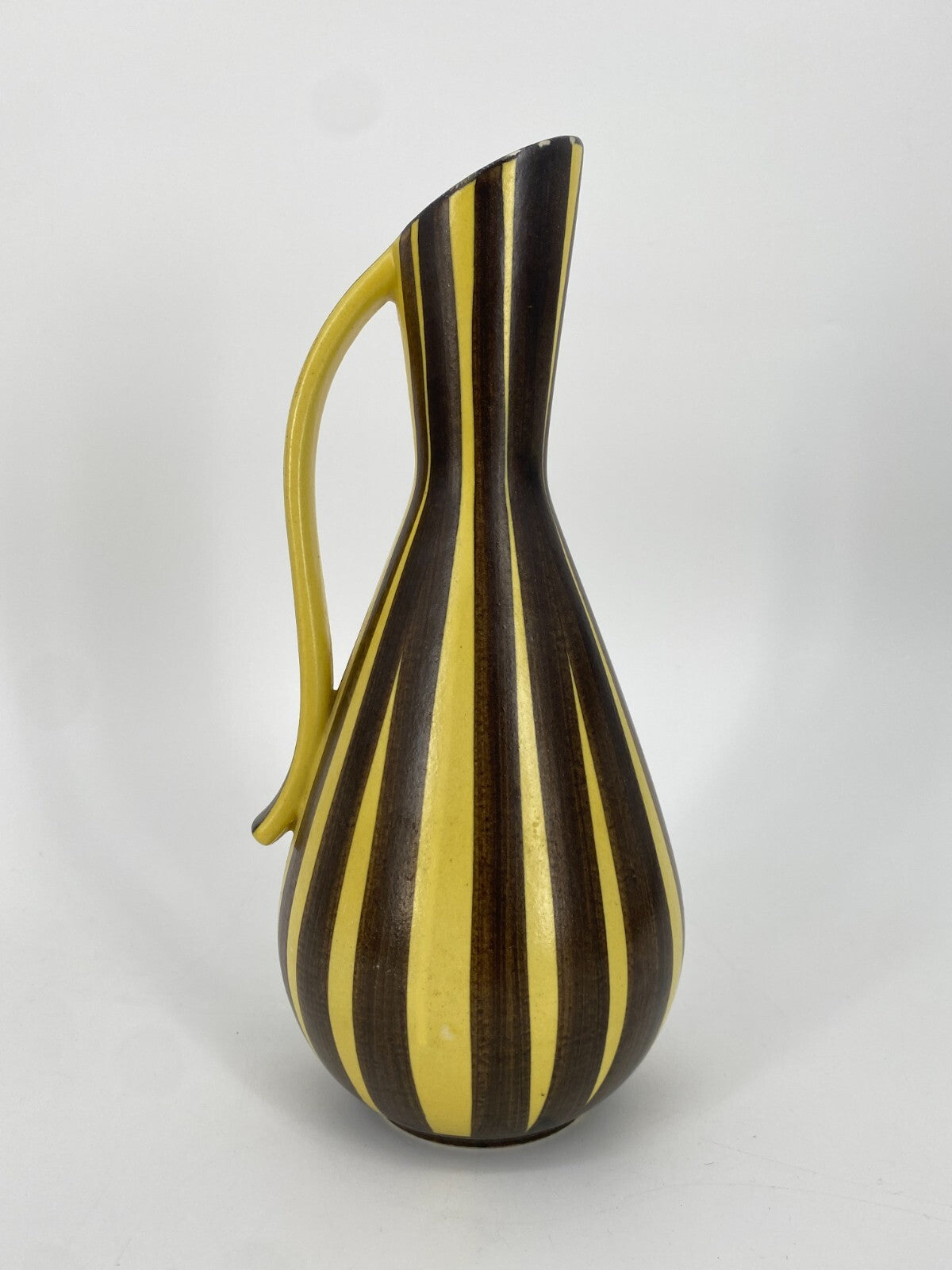 * ILKRA STUDIO KERAMIK VASE KRUG GELB BRAUN GESTREIFT 50ER 60ER MID CENTURY