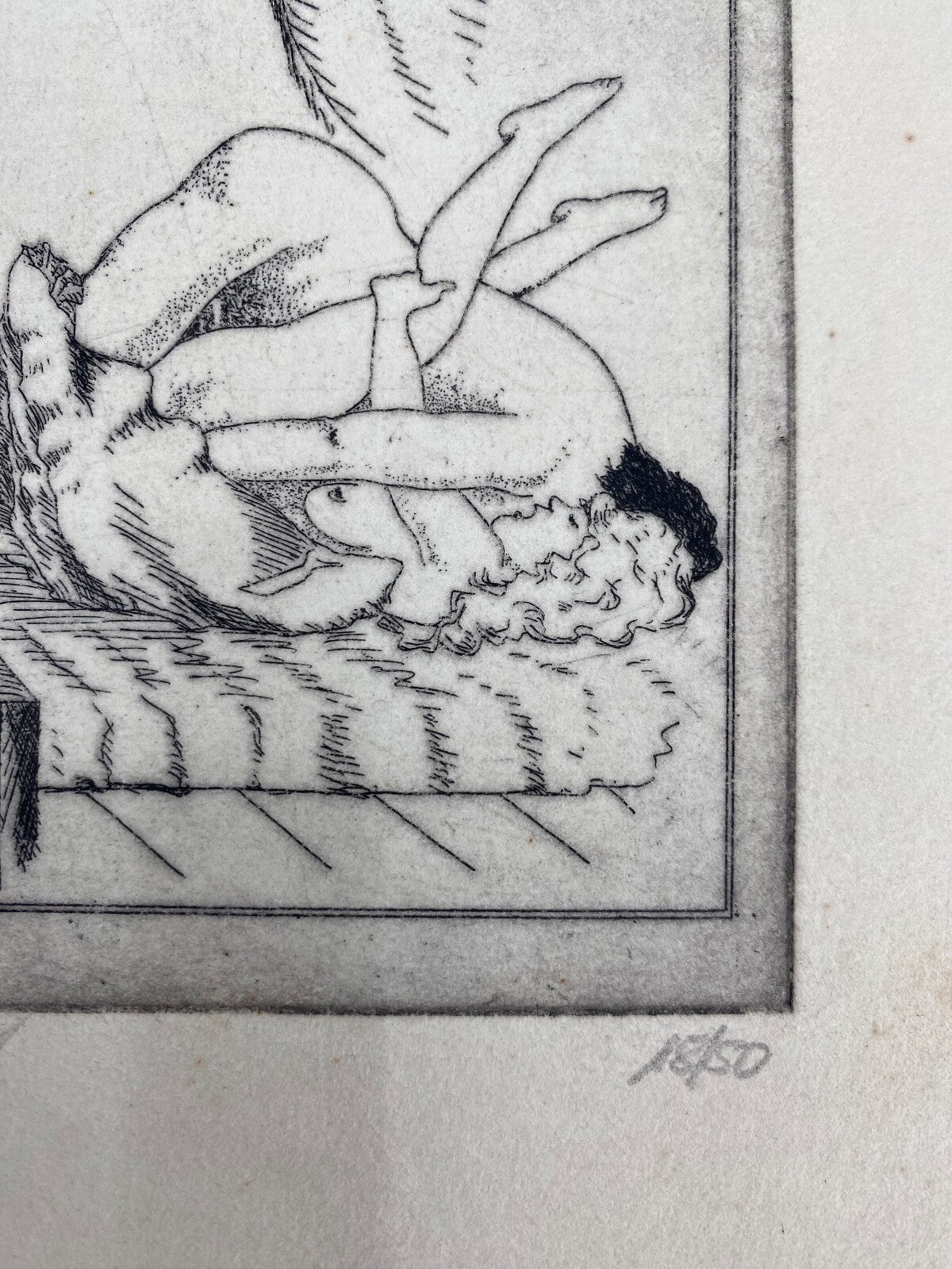 * EROTISCHE RADIERUNG AKT 18/50 ZUBER DEUTSCHES REICH UM 1900 ORIGINAL SIGNIERT