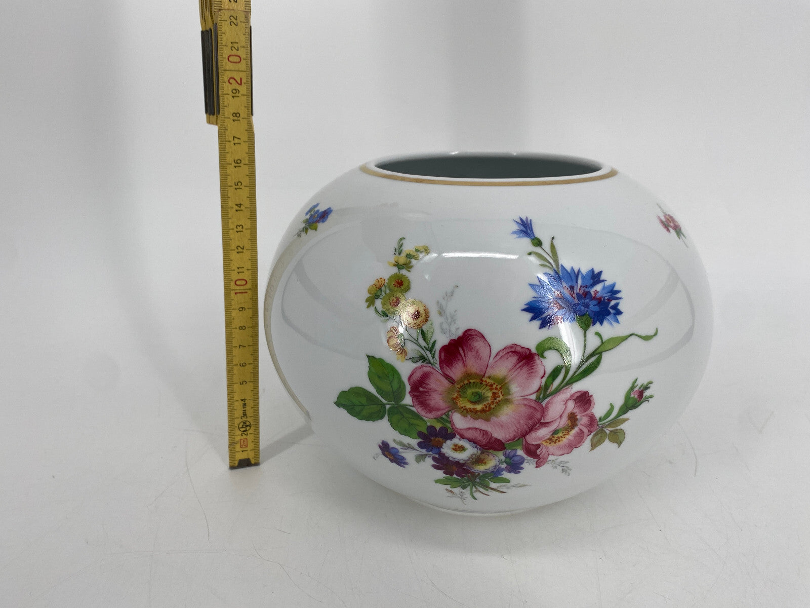 * ANNABURG PORZELLAN BLUME VASE STREUBLUMEN BLUMENSTRAUß BEMALT GODRAND