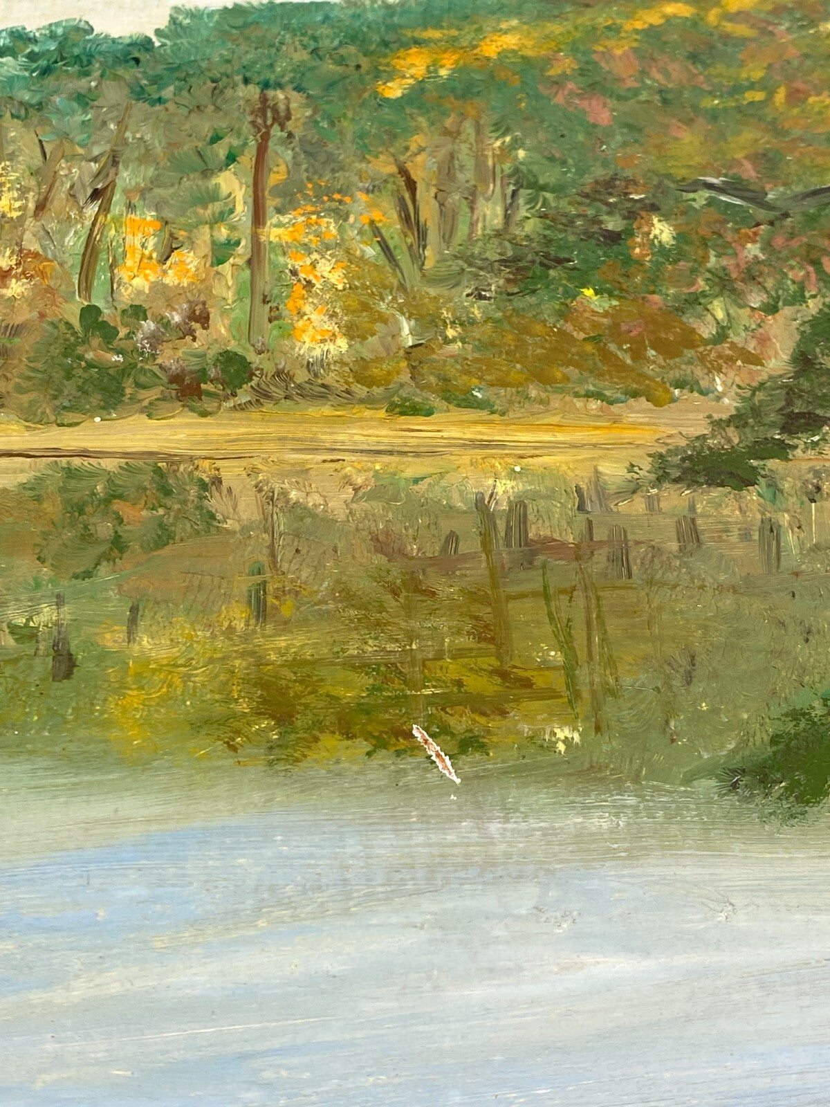 *ÖLGEMÄLDE LANDSCHAFT WALDANSICHT SEE TEICH NATUR HERBST SIGNIERT UNIKAT MALEREI