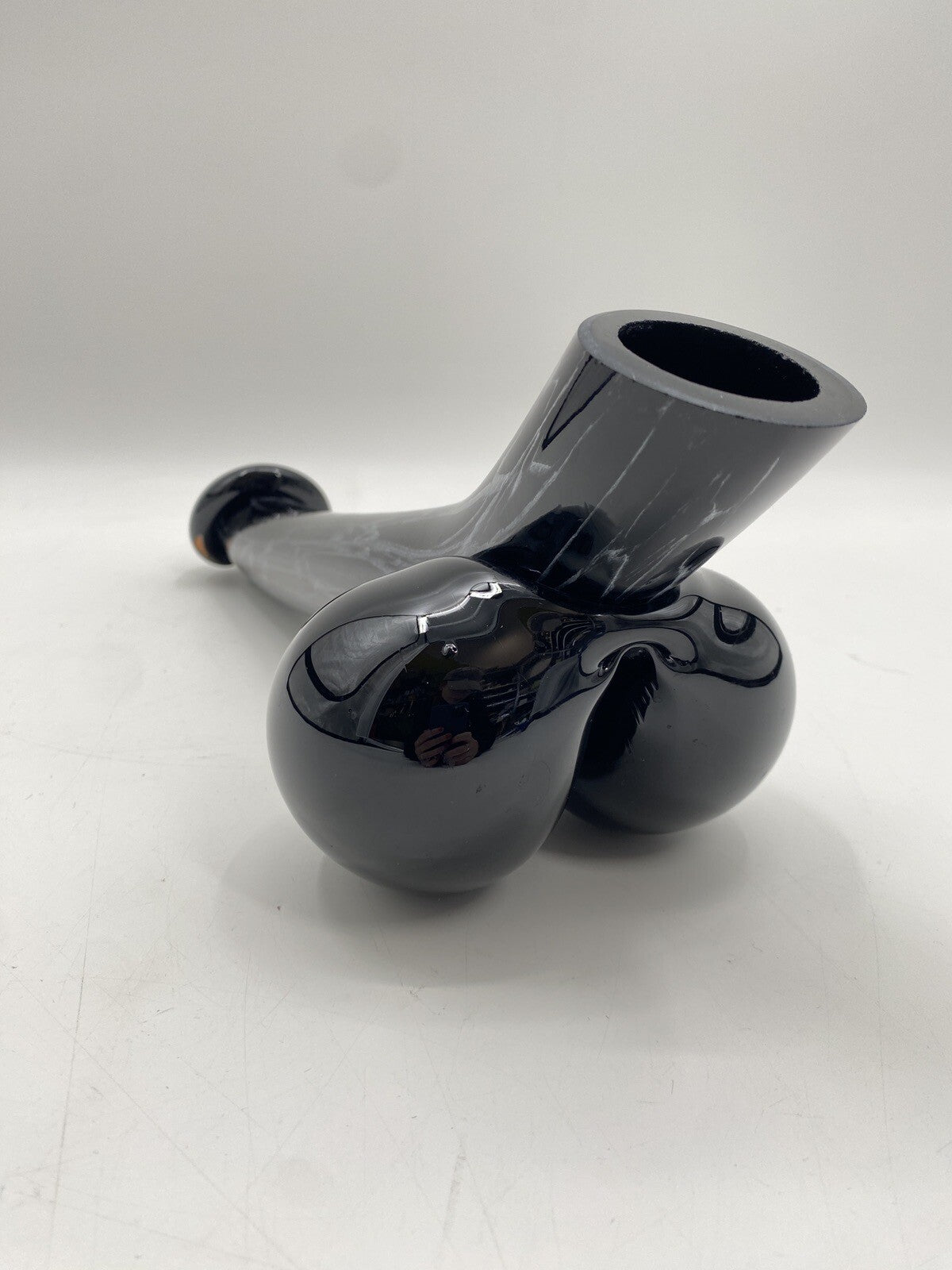 * GLAS VASE LIEGEND PHALLUS PENIS MARMORIERT HANDARBEIT MUNDGEBLASEN VINTAGE