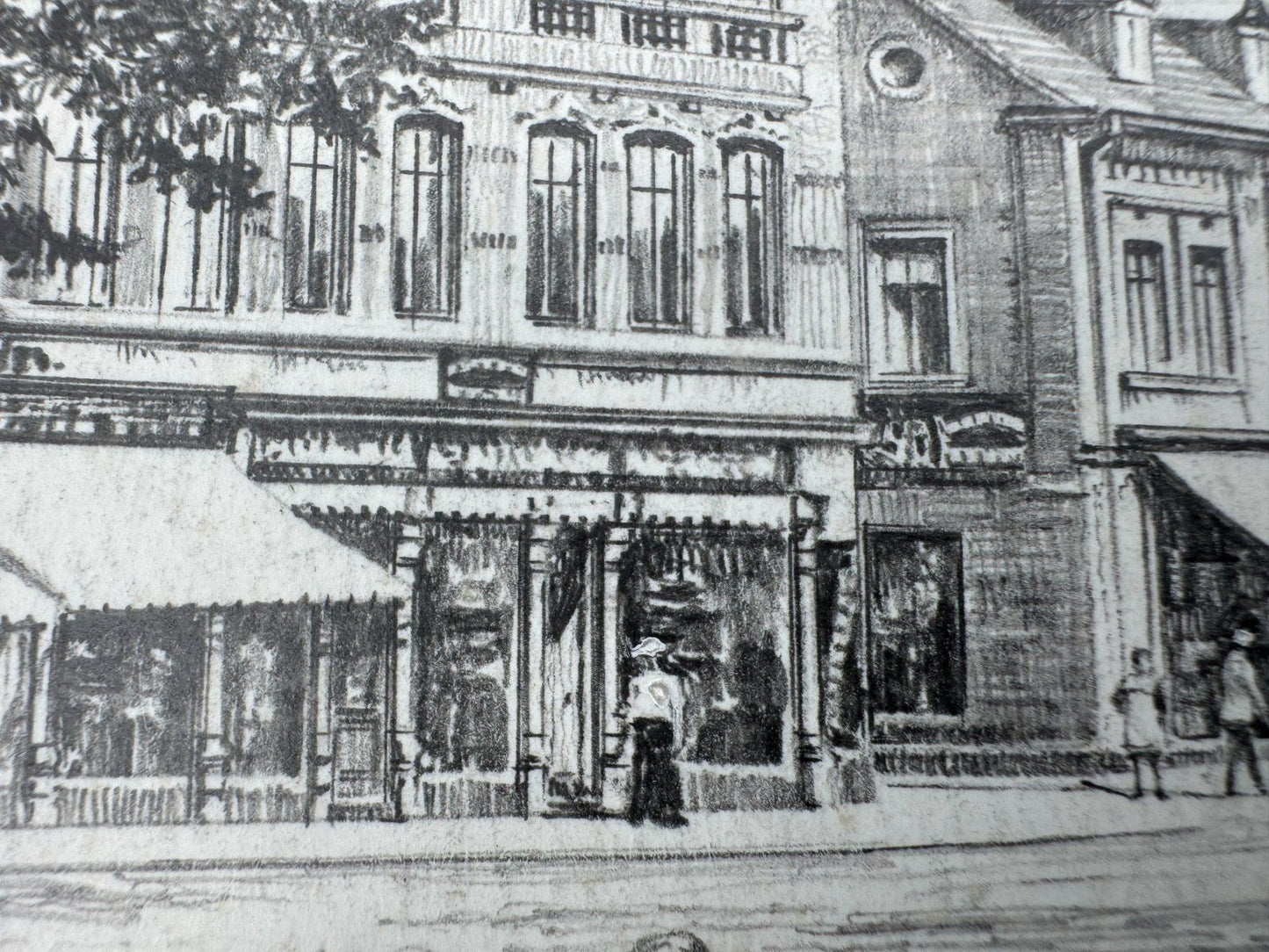 * HEINZ WEHLISCH ZEICHNUNG AUE MARKTPLATZ RATHAUS 1900 ANSICHT SIGNIERT