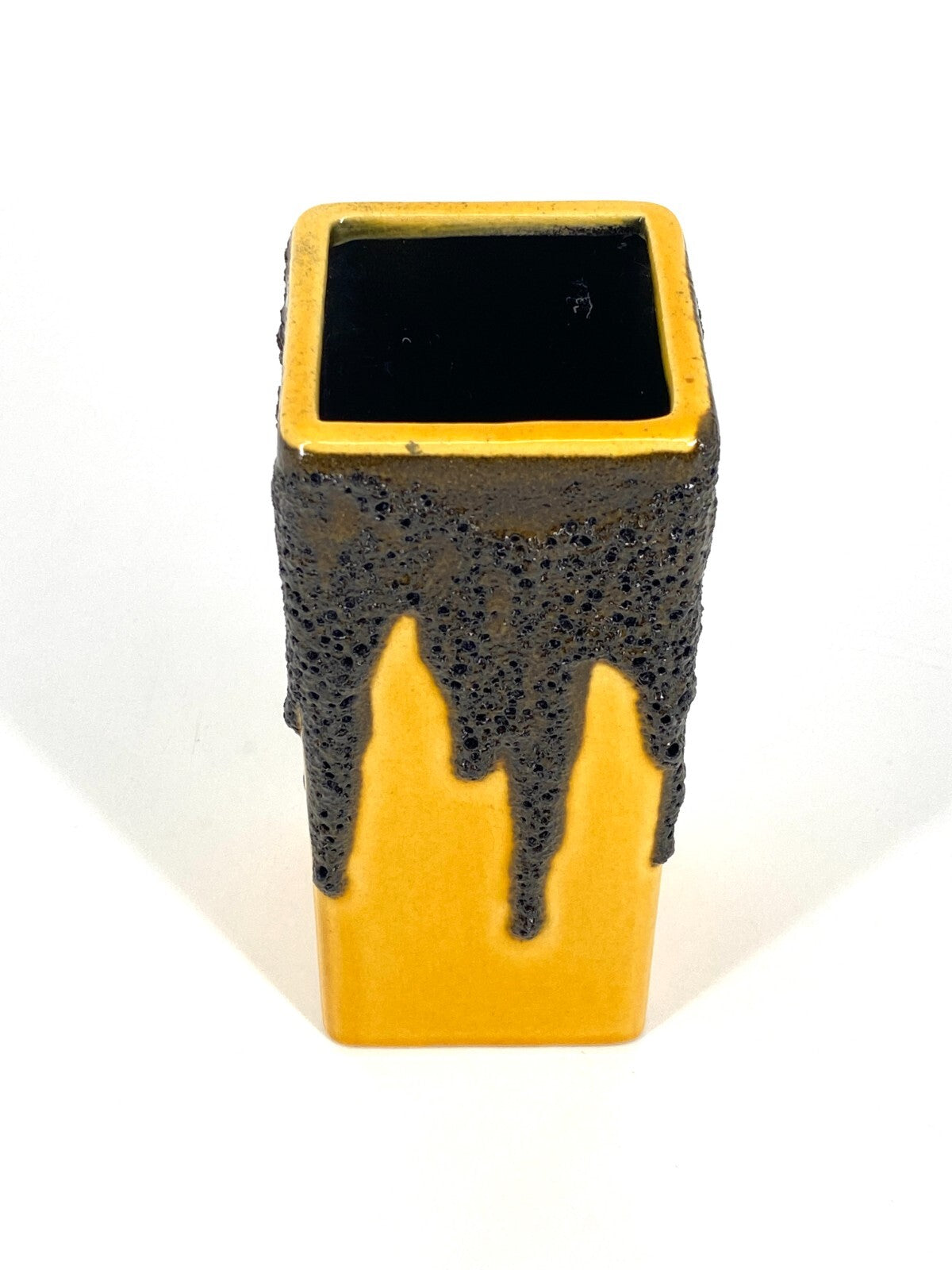 * VASE FOHR KERAMIK LAVA GLASUR GELB 70ER WEST DEUTSCHLAND BLUMENVASE SAMMLER