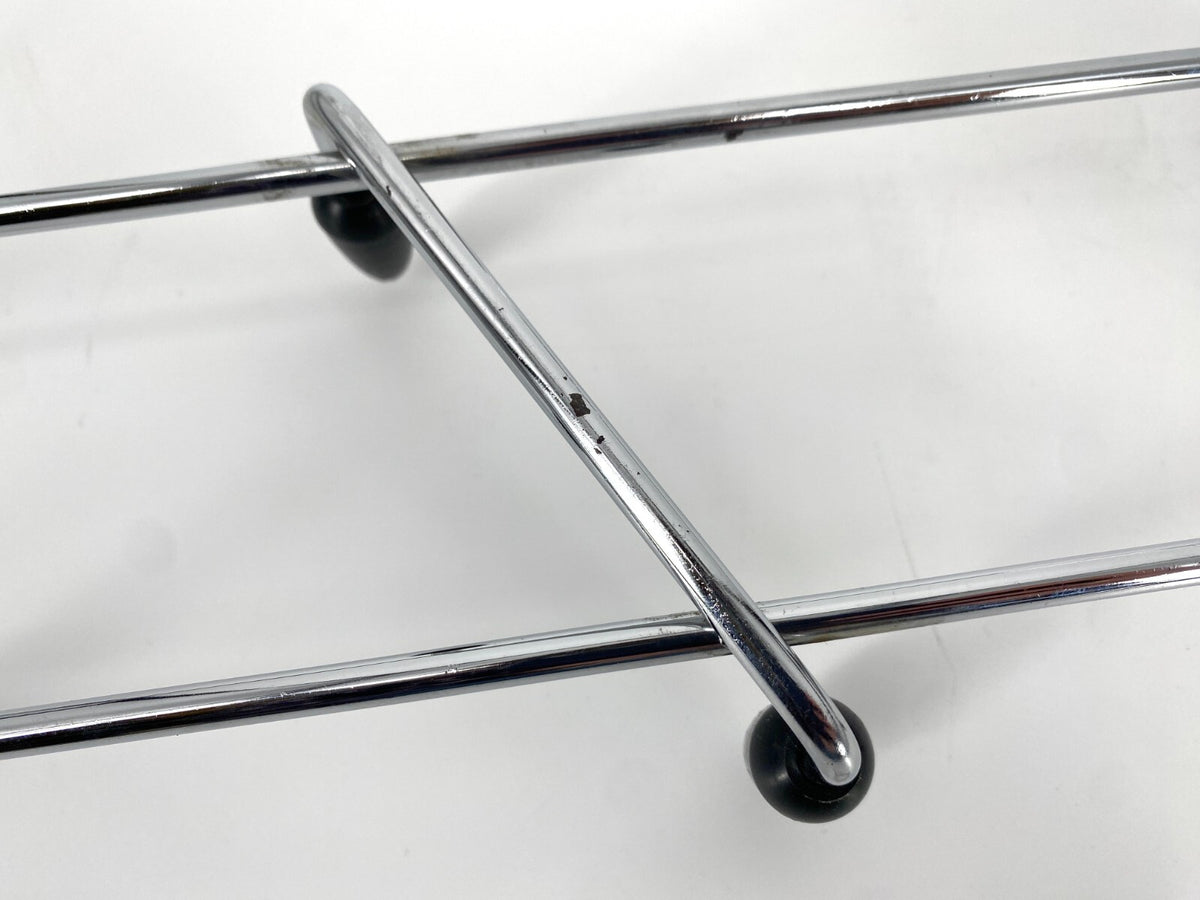 *GARDEROBE HAKENLEISTE 8 HAKEN VERCHROMT SCHWARZ MID CENTURY VINTAGE