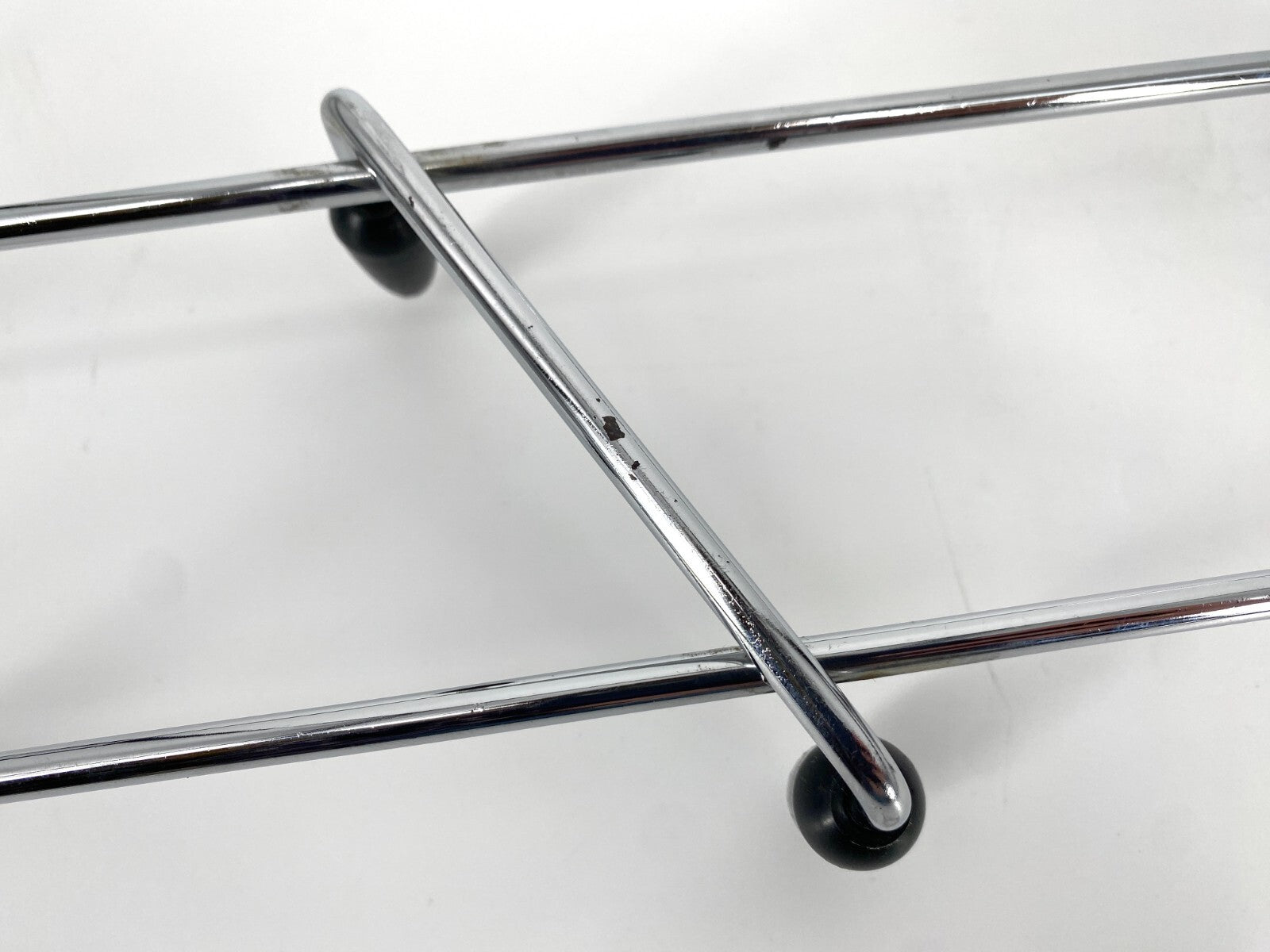 *GARDEROBE HAKENLEISTE 8 HAKEN VERCHROMT SCHWARZ MID CENTURY VINTAGE