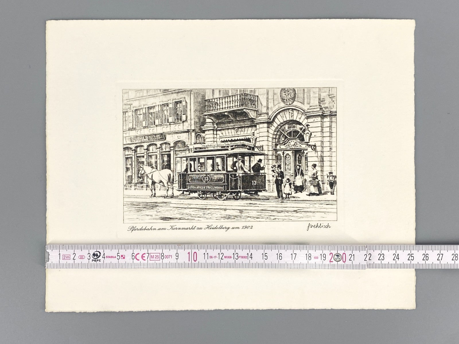 *2x RADIERUNG HEINZ WEHLISCH HEIDELBERG ANSICHTEN PFERDEBAHN MARKTPLATZ ORIGINAL