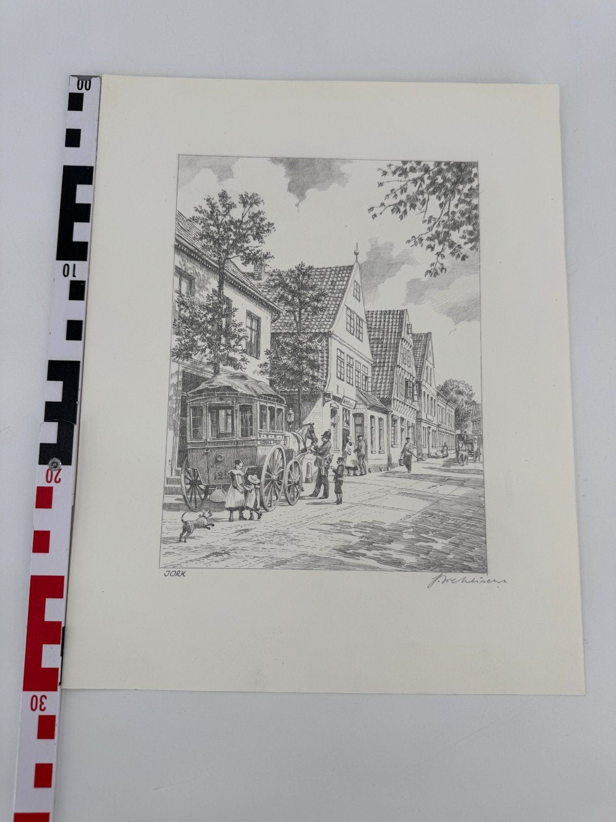 * HEINZ WEHLISCH ZEICHNUNG JORK POSTKUTSCHE UM 1850 SIGNIERT