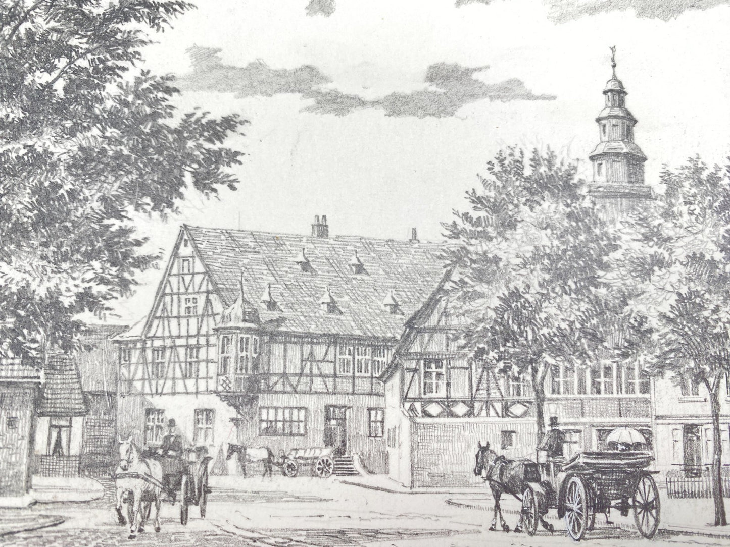 DEUTSCHER KÜNSTLER HEINZ WEHLISCH ZEICHNUNG HANAU STADSCHLOSS HANDSIGNIERT 1905
