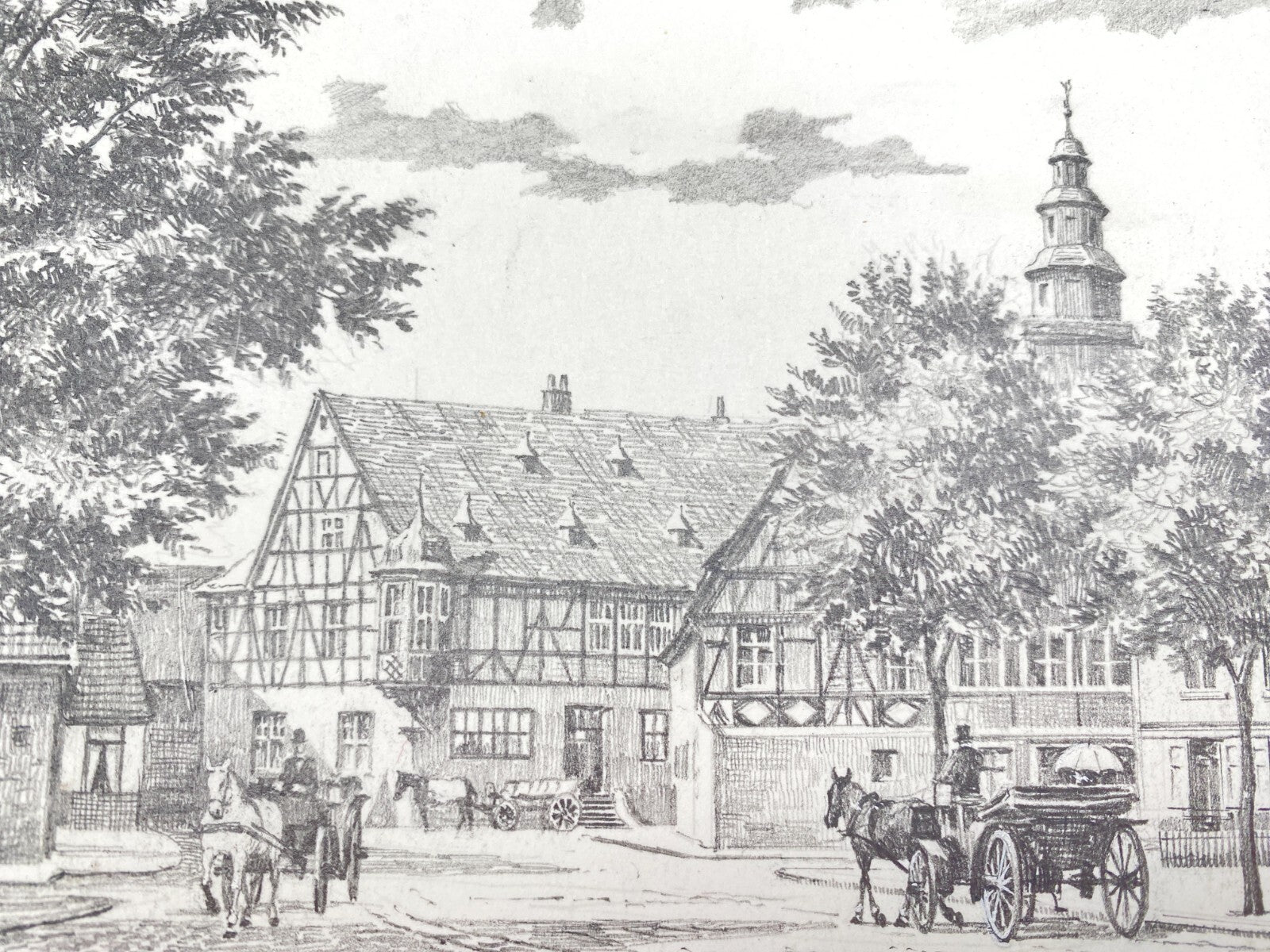 DEUTSCHER KÜNSTLER HEINZ WEHLISCH ZEICHNUNG HANAU STADSCHLOSS HANDSIGNIERT 1905