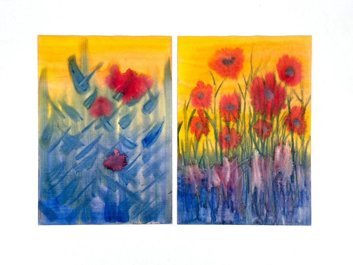 *15x GEMÄLDE AQUARELL NATUR BLUMEN LANDSCHAFT ABSTRAKT FARBENFROH