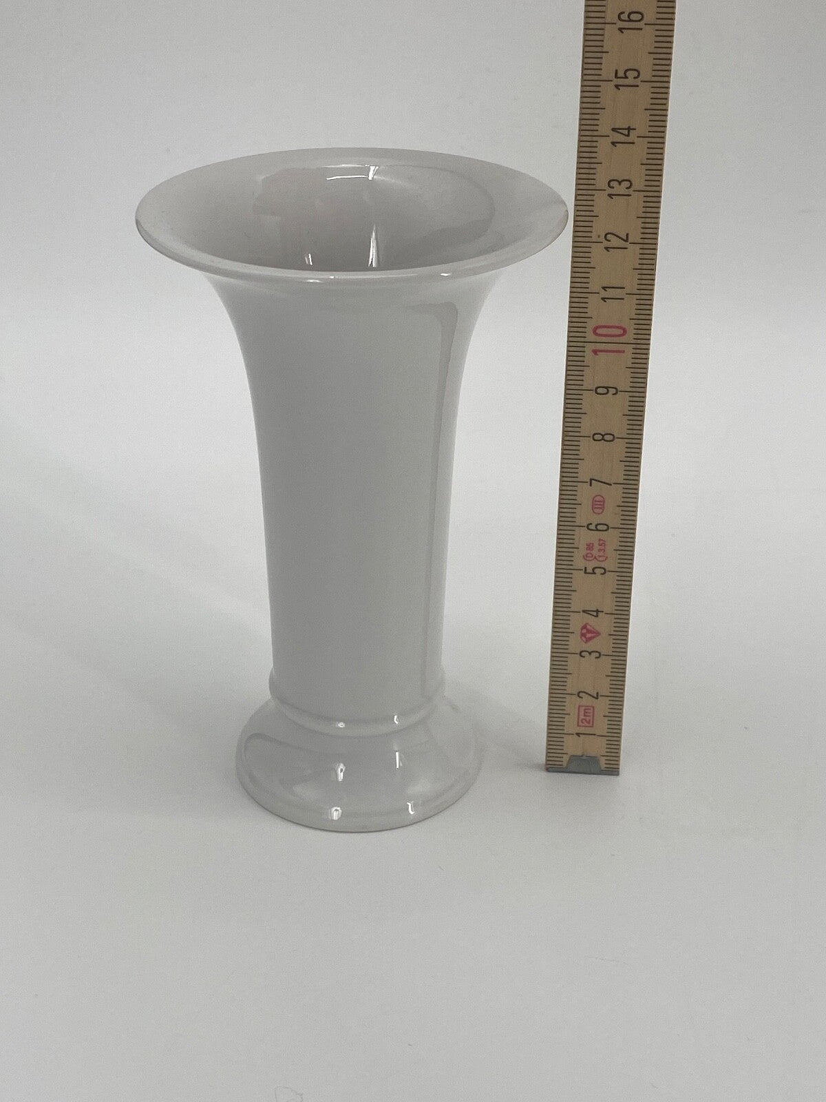 * 1v2 KPM VASE WEISS PORZELLAN KARL FRIEDRICH SCHINKEL TROMPETENFORM 12,5 CM