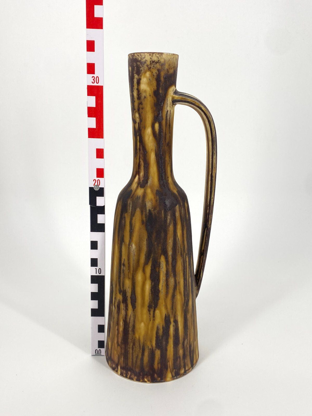 * KERAMIK KRUG VASE 438 LAUFGLASUR MATT BRAUN LILA 60ER VINTAGE