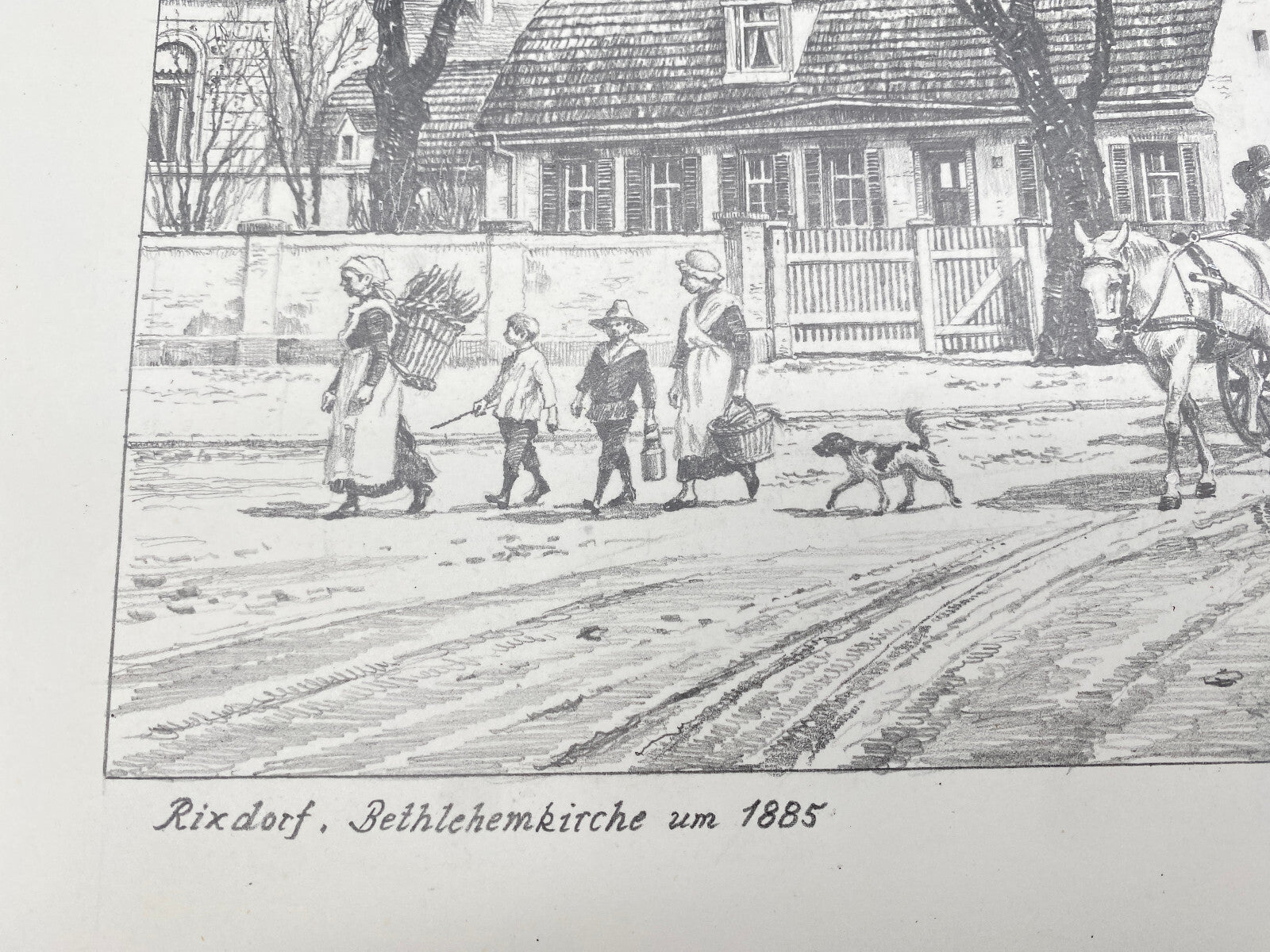 DEUTSCHER KÜNSTLER HEINZ WEHLISCH ZEICHNUNG BERLIN RIXDORF BETHLEHEMKIRCHE 1885