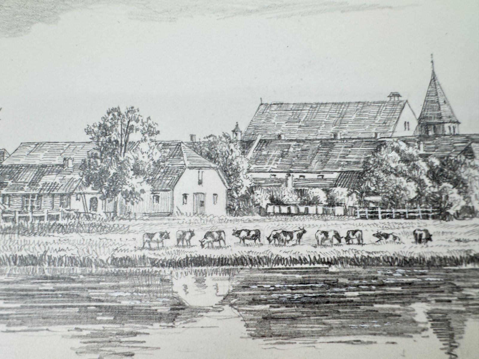 * HEINZ WEHLISCH ZEICHNUNG EBSTORF AHRENSBERG UM 1910 ANSICHT