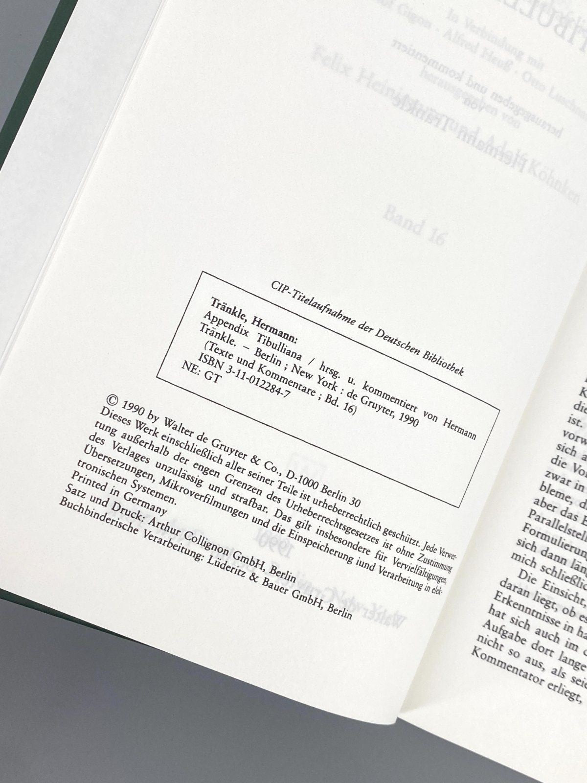*BUCH APPENDIX TIBULLIANA HERMANN TRÄNKLE DE GRUYTER 1990/2012