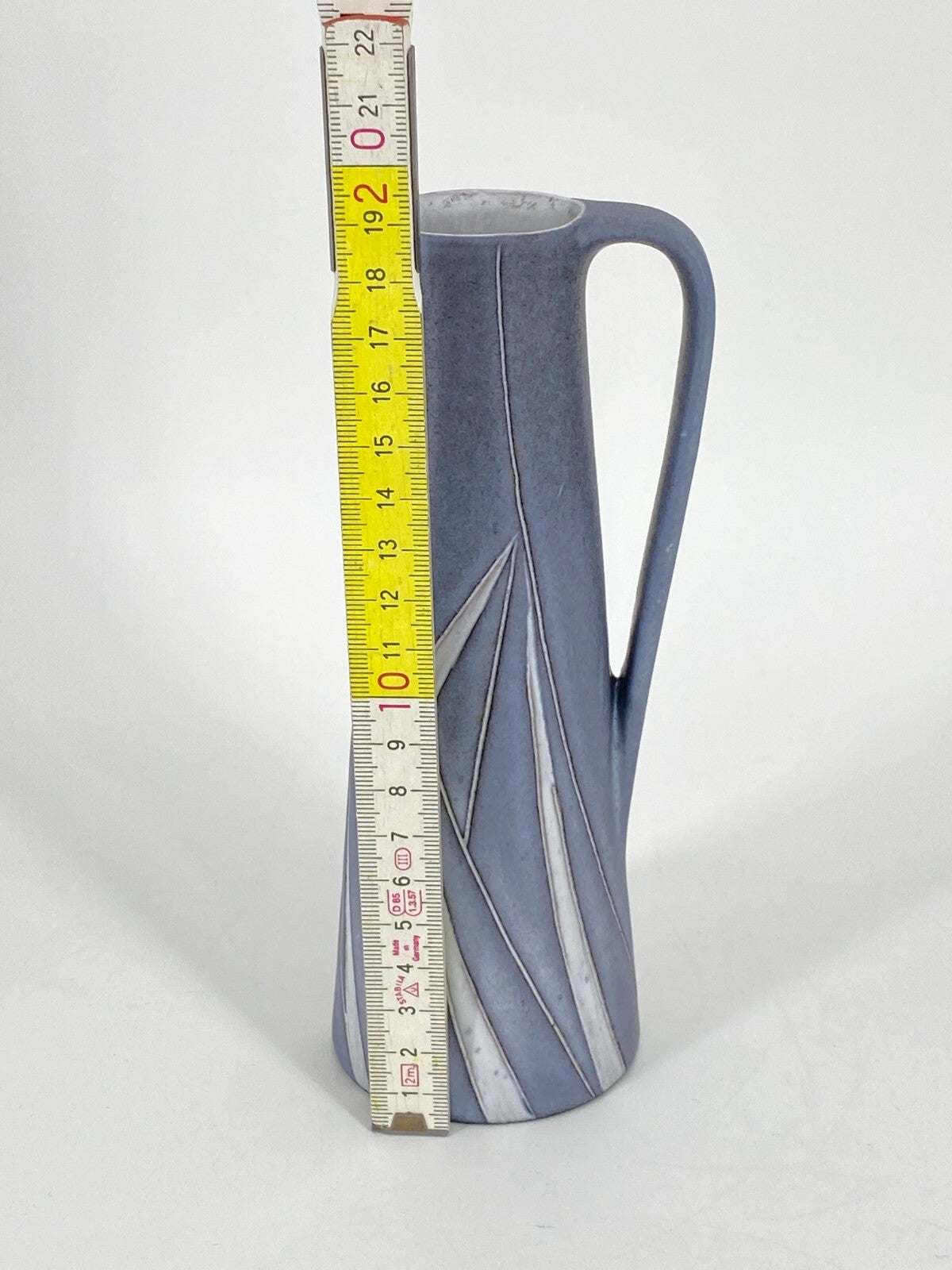 * KUNSTTÖPFEREI MARSCHNER KERAMIK KRUG VASE 18,5CM MATT GRAU BLAU