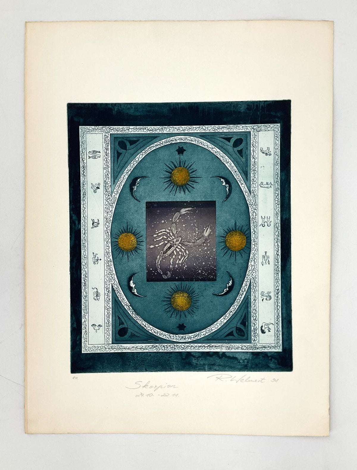 *GRAFIK FARBRADIERUNG ROSEMARIE WEHNERT 98 STERNZEICHEN SKORPION