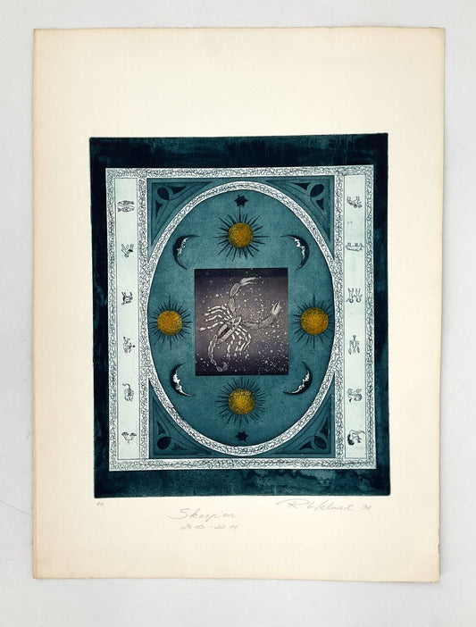 *GRAFIK FARBRADIERUNG ROSEMARIE WEHNERT 98 STERNZEICHEN SKORPION