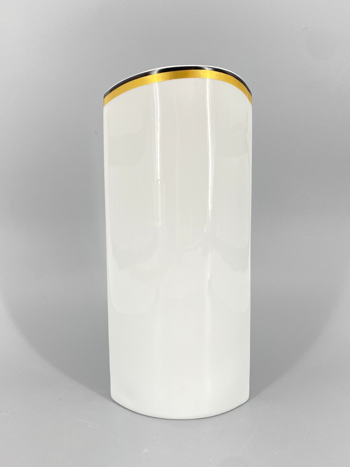 * VASE AK KAISER ALBOTH NOSSEK ART DECO DESIGN WEIß SCHWARZ GOLD VINTAGE