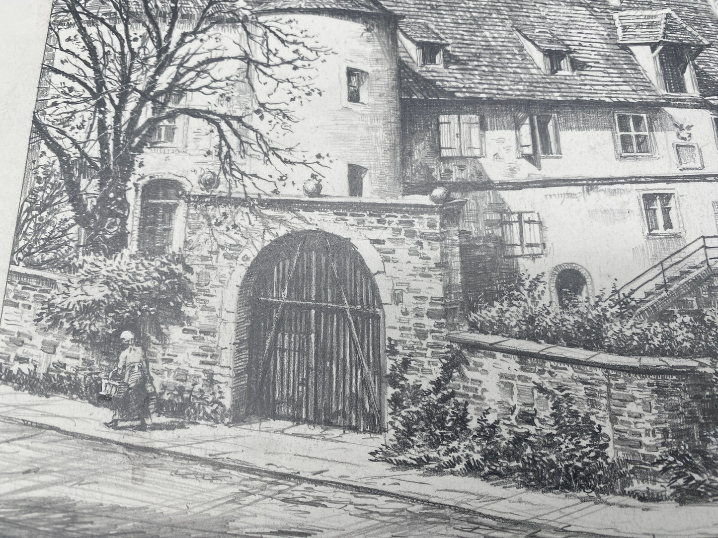 HEINZ WEHLISCH ZEICHNUNG GRÖTZINGEN SCHLOß AUGUSTENBERG HANDSIGNIERT