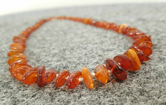 BUTTERSCOTCH BERNSTEIN KETTE NATUR AMBER SCHMUCK 35CM (70CM) ÜBER 100 STEINE