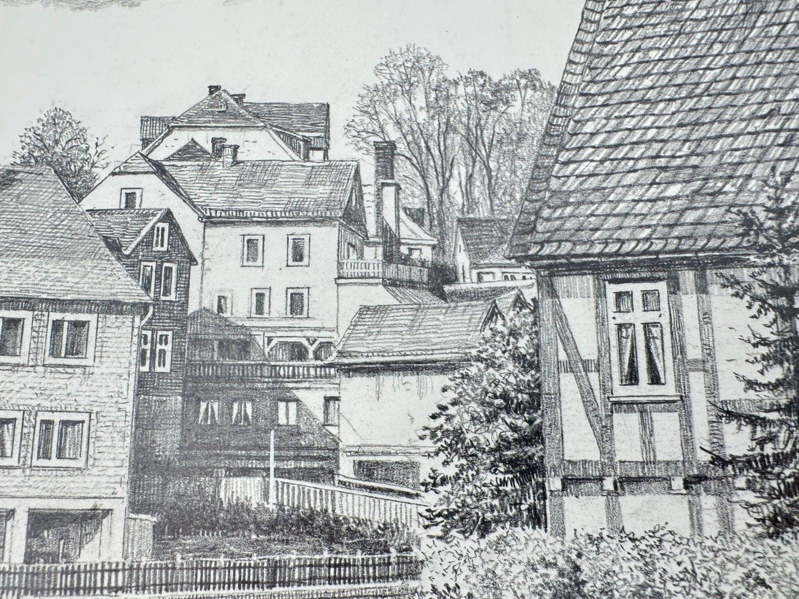 * HEINZ WEHLISCH ZEICHNUNG BAD BERLEBURG ANSICHT SIGNIERT