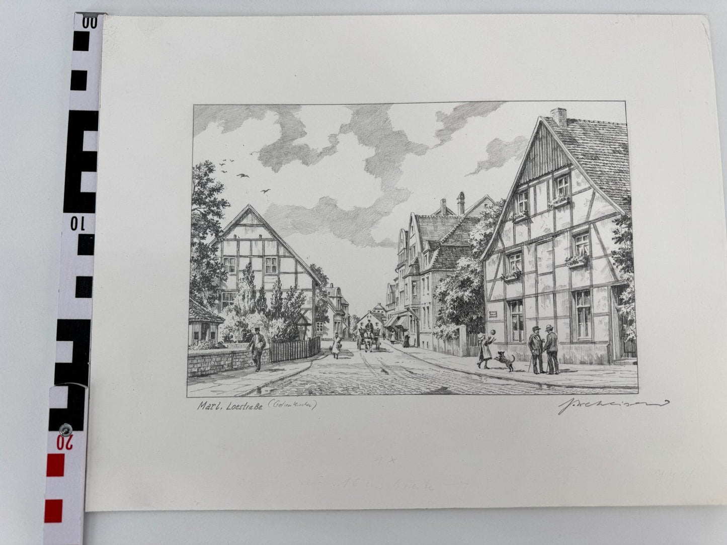 * HEINZ WEHLISCH ZEICHNUNG MARL LOERSTRAßE GELSENKIRCHEN SIGNIERT