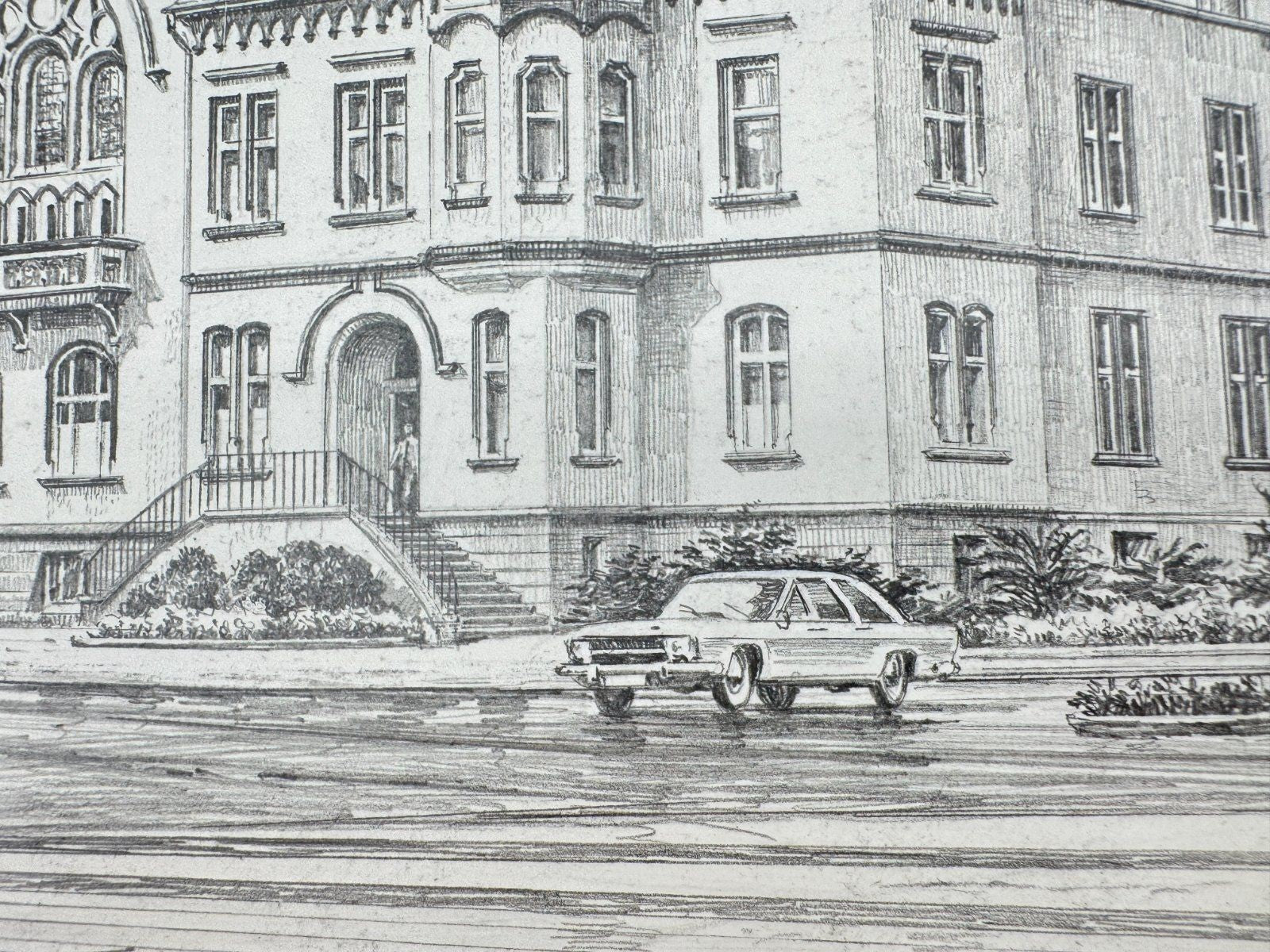 * HEINZ WEHLISCH ZEICHNUNG HAAN RATHAUS UM 1980 SIGNIERT