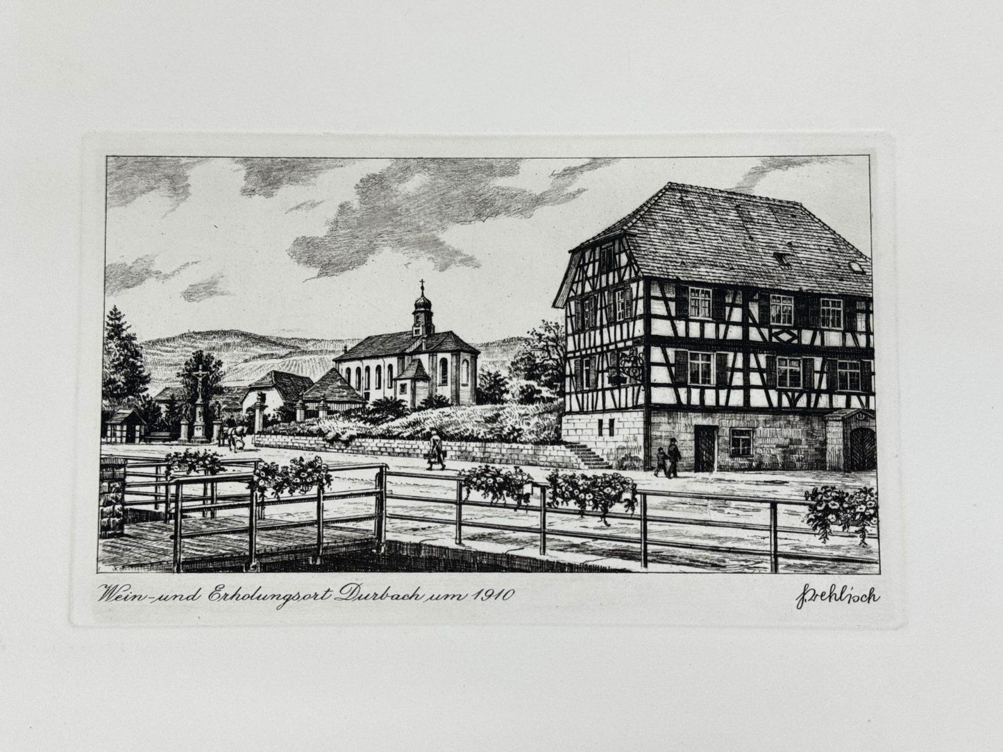 * HEINZ WEHLISCH ORIGINAL RADIERUNG WEIN ERHOLUNGSORT DURBACH UM