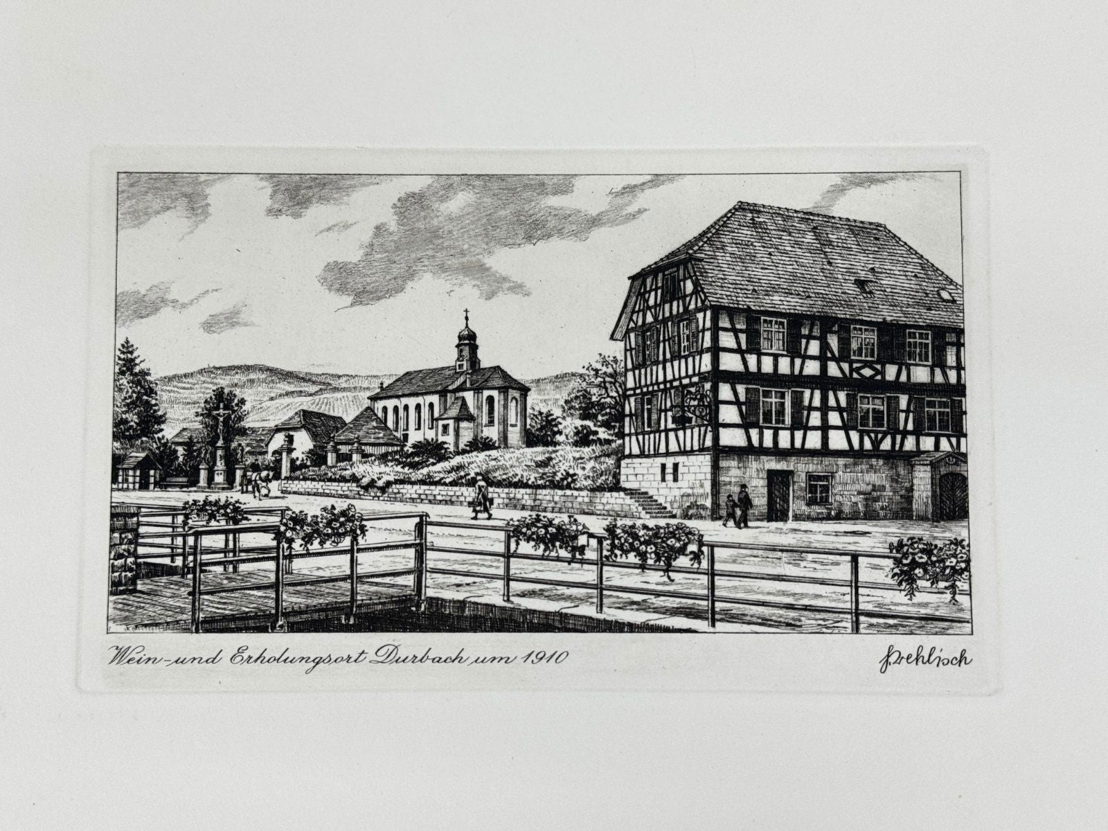 * HEINZ WEHLISCH ORIGINAL RADIERUNG WEIN ERHOLUNGSORT DURBACH UM