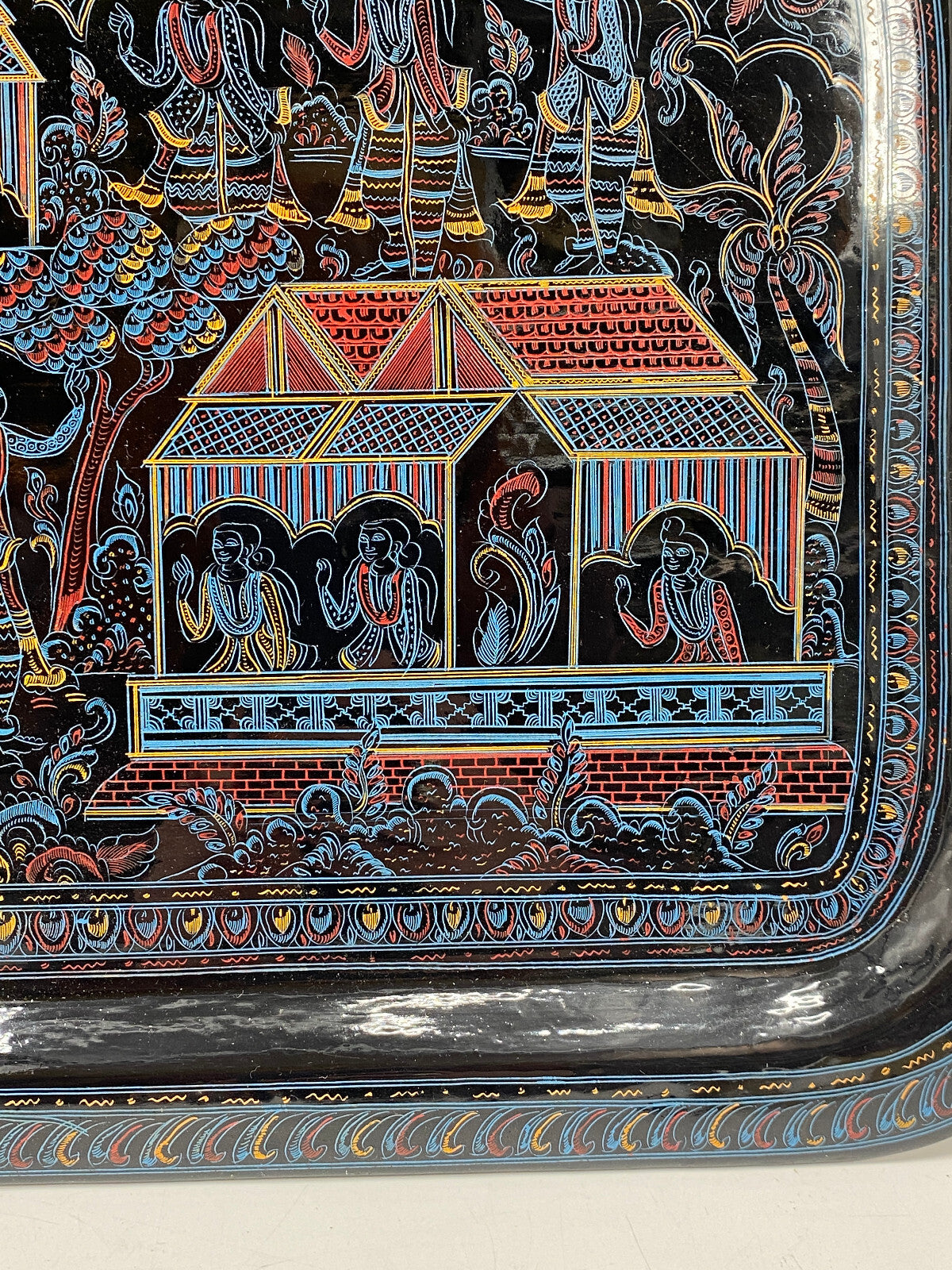 * TABLETT QUADRATISCH BURMESISCH MYANMAR BAMBUS LACKARBEIT LAQUERWARE