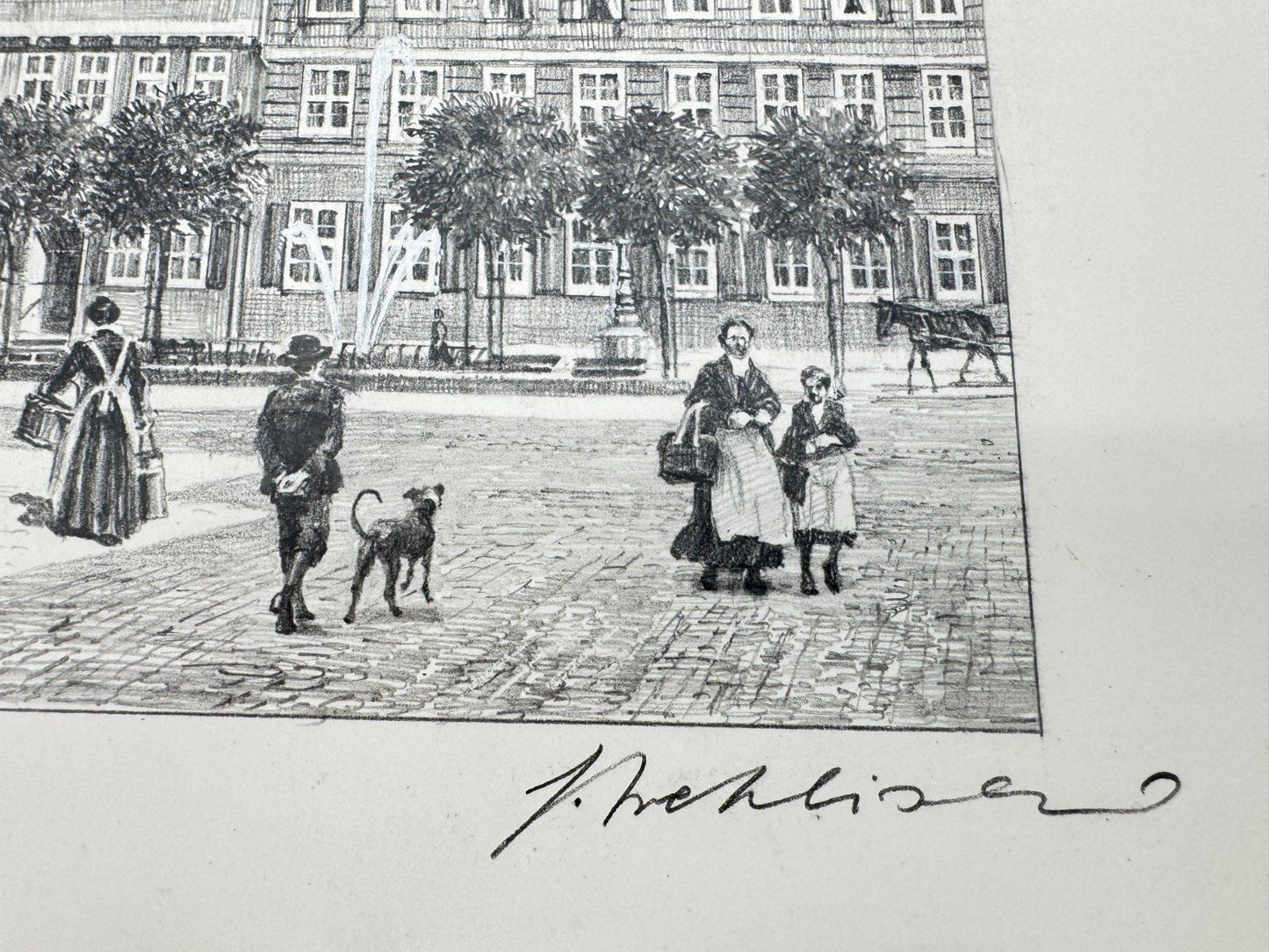 * HEINZ WEHLISCH ZEICHNUNG OSTERODE AM HARZ KORNMARKT 1880 ANSIC
