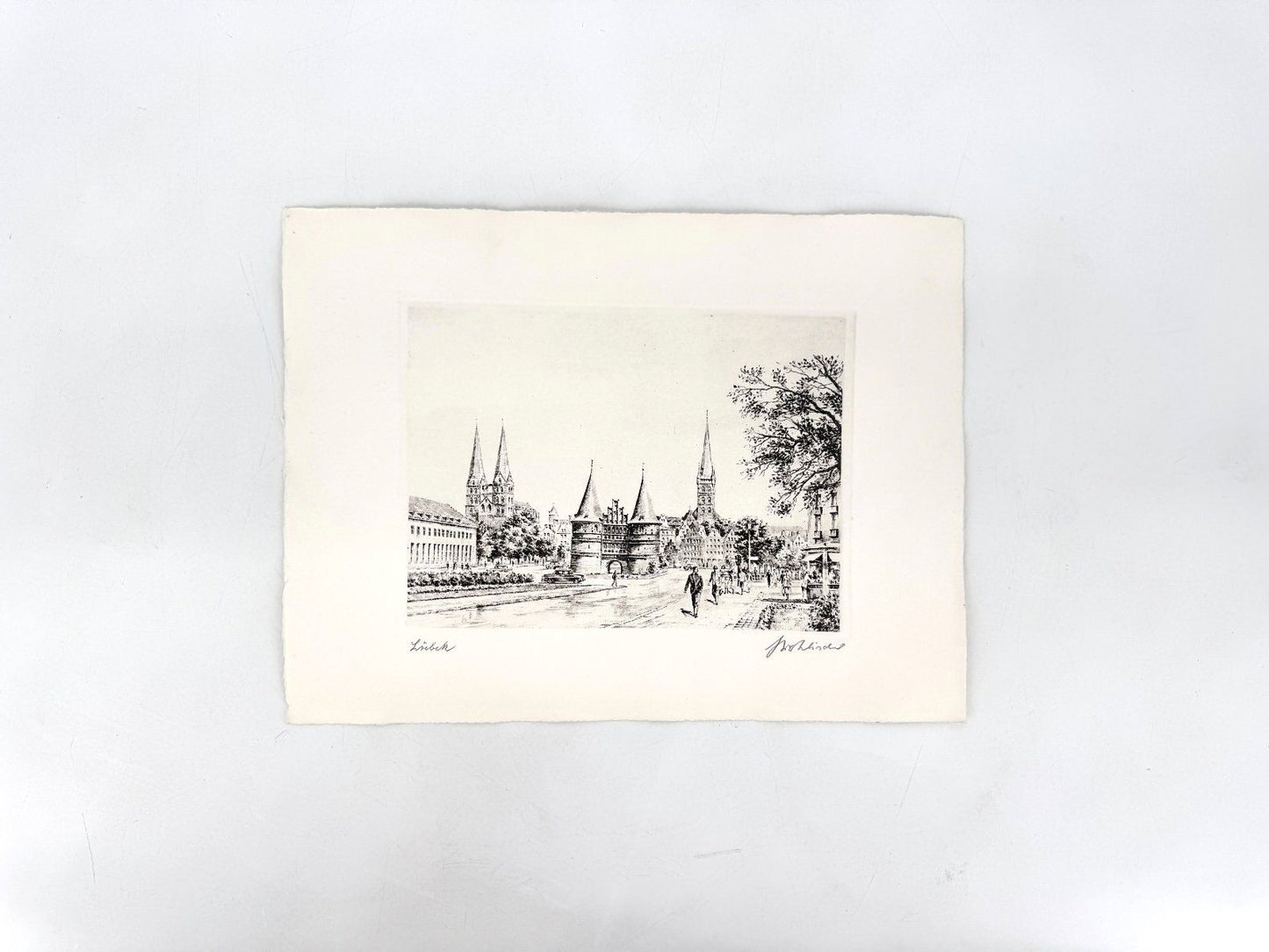 * GRAFIK DRUCKGRAFIK LÜBECK HOLSTENTOR 50ER WEHLISCH