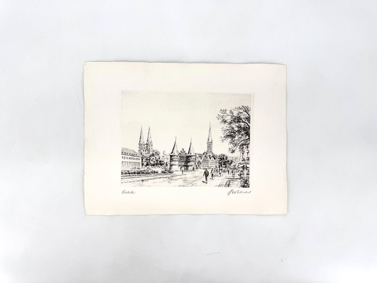 * GRAFIK DRUCKGRAFIK LÜBECK HOLSTENTOR 50ER WEHLISCH