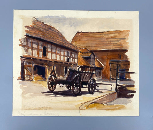 *GEMÄLDE ERWIN Z BAUERNHOF HEUWAGEN OBERSDORF 1937 SIGNIERT MALEREI VINTAGE