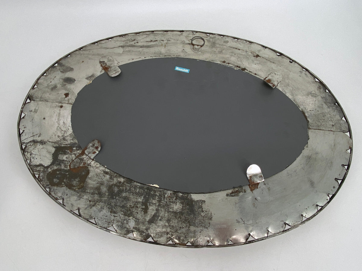 * OVALER WANDSPIEGEL METALLARBEIT VOGEL KUPFER MESSING HANDARBEIT