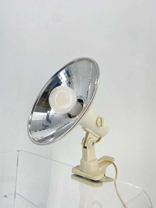 * KLEMMLAMPE SPOT CREME WEIß CHROM FACETTIERT VINTAGE 60ER 70ER