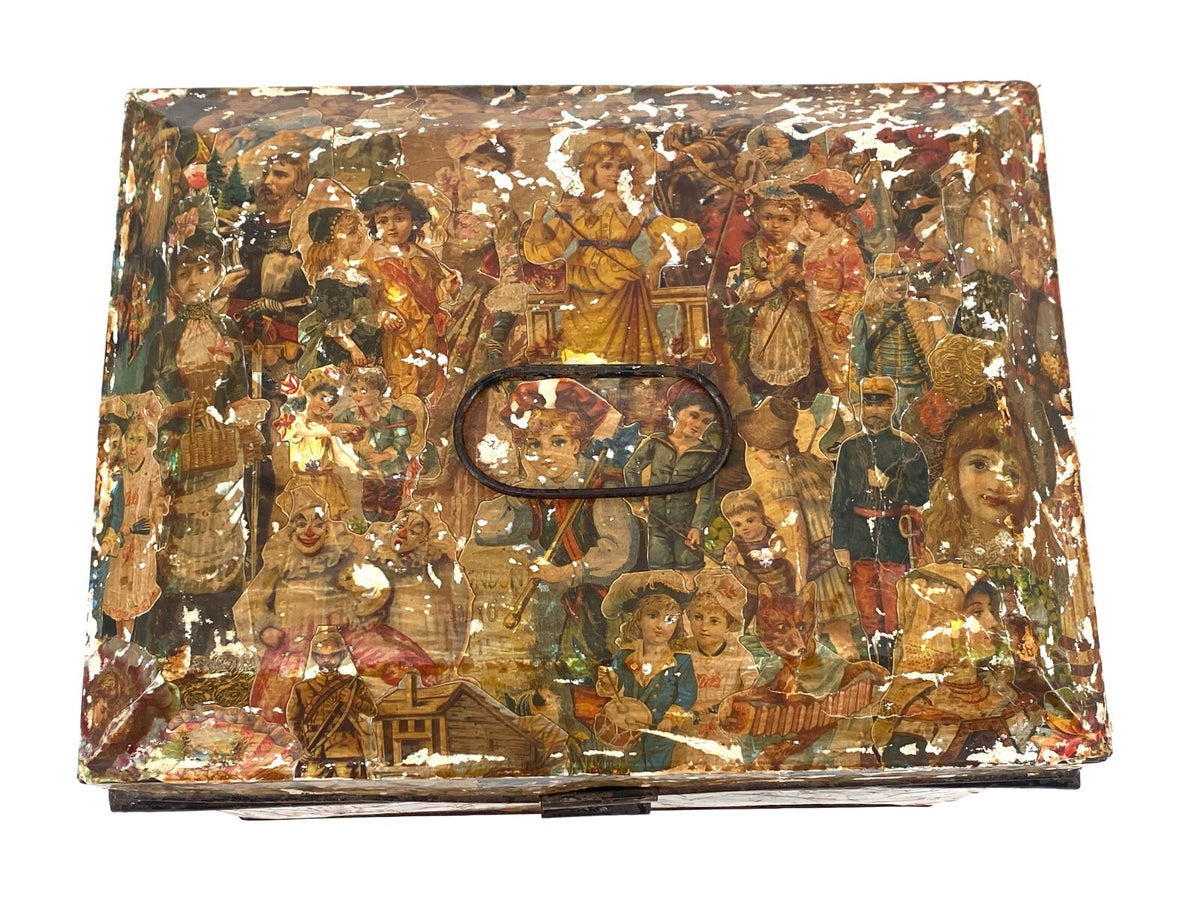 *METALL KISTE BOX BLECH ANTIK VINTAGE GROSS AUFBEWAHRUNG DECOUPAGE COLLAGE