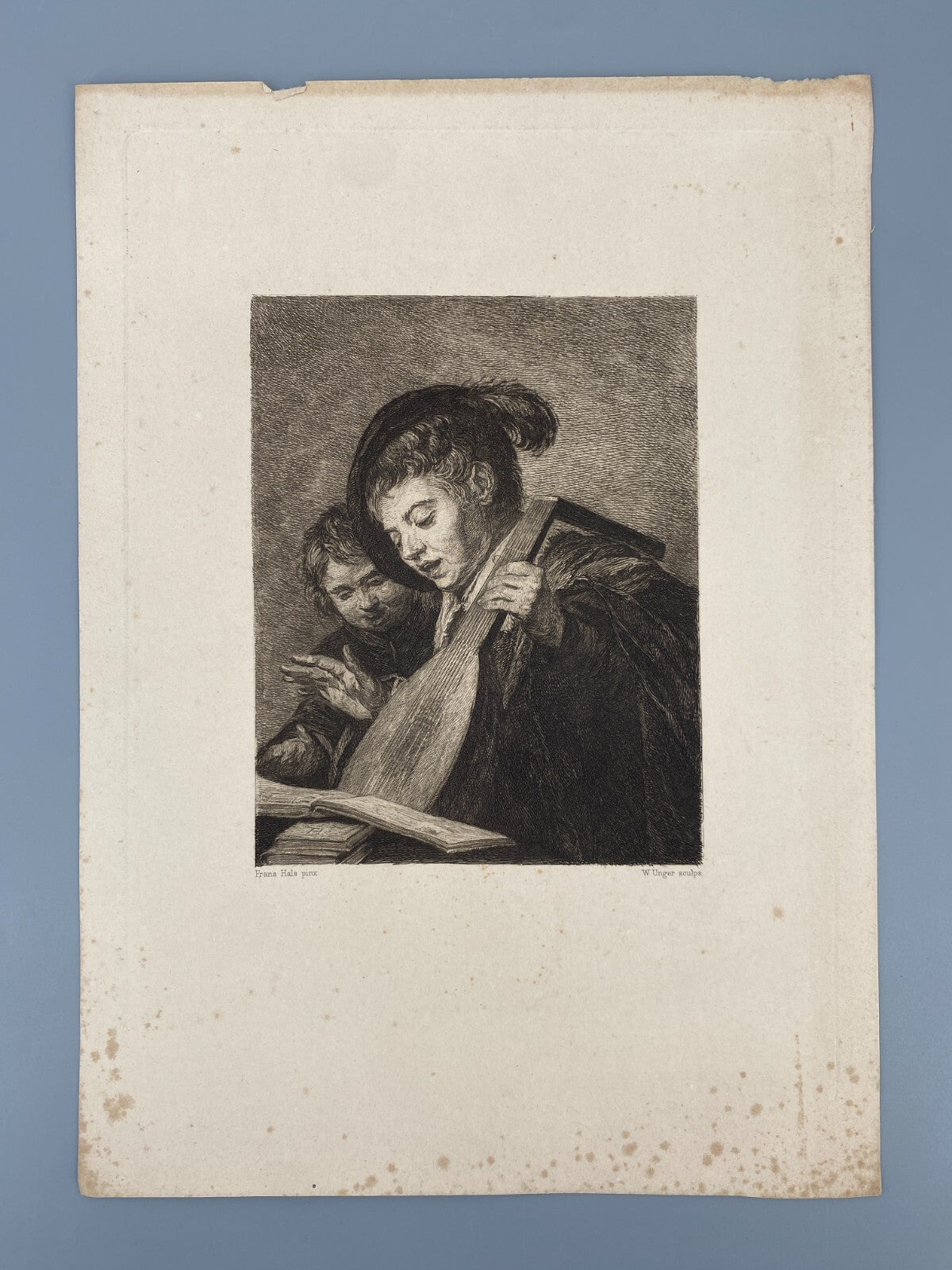 *5x RADIERUNG WILLIAM UNGER GEMÄLDEN TIZIANO HALS VERMEER DRUCK GRAFIK ANTIK