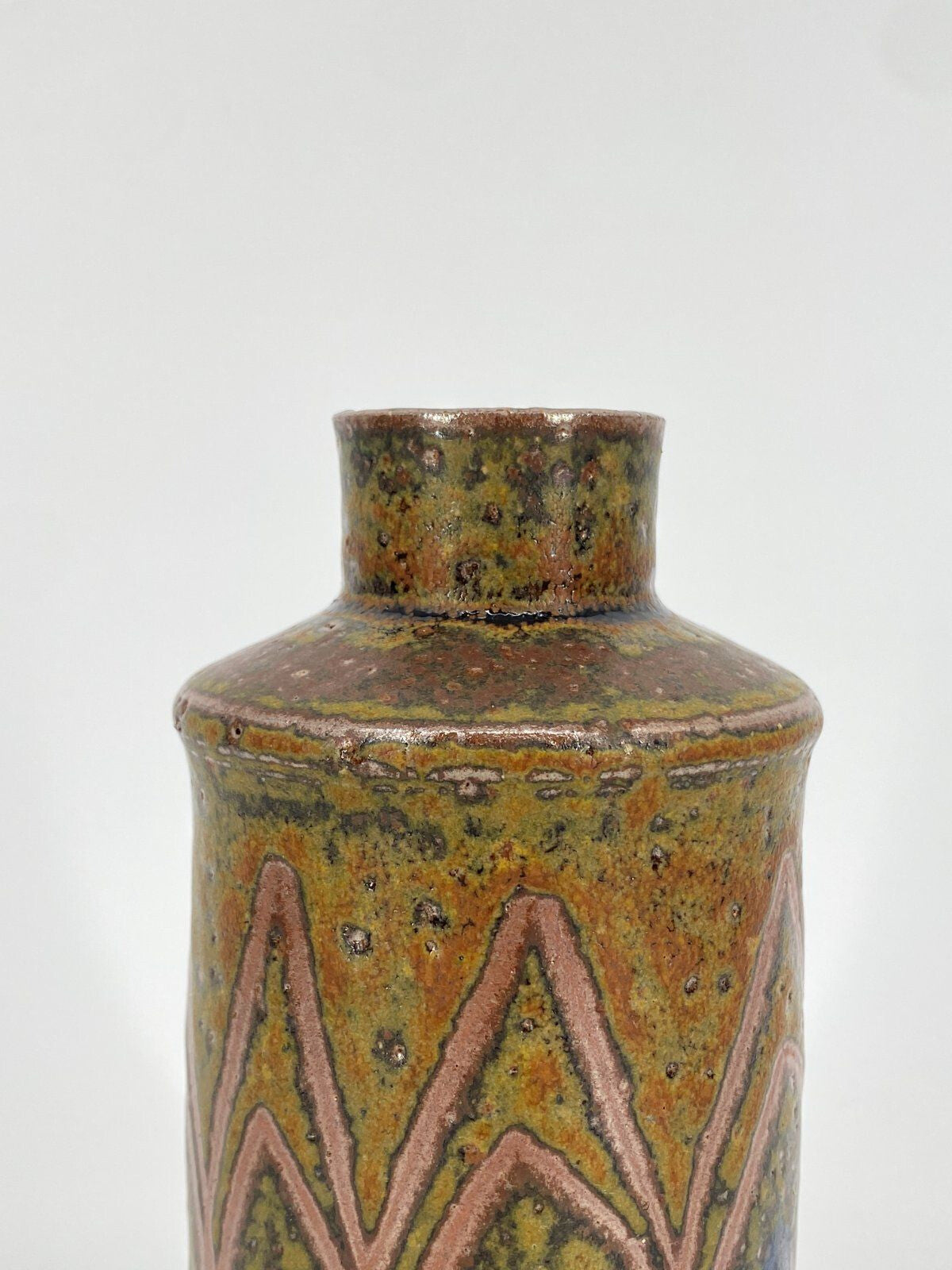 * STUDIOKERAMIK VASE METALLIC PFAUENFEDER DANISH DESIGN VINTAGE