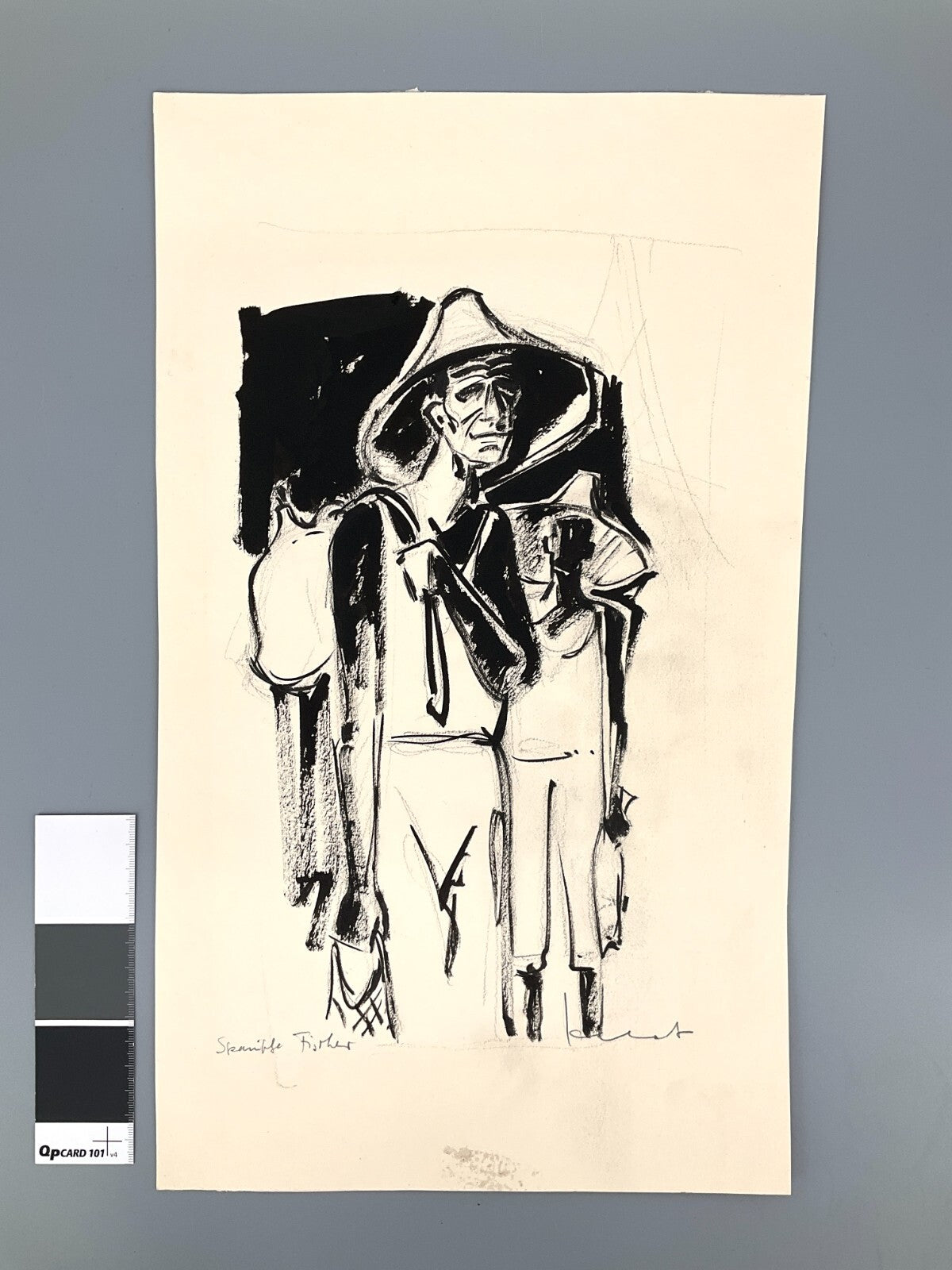 *ZEICHNUNG WALTER KALOT TUSCHE SPANISCHER FISCHER CROQUIS SIGNIERT UNIKAT SPANIE
