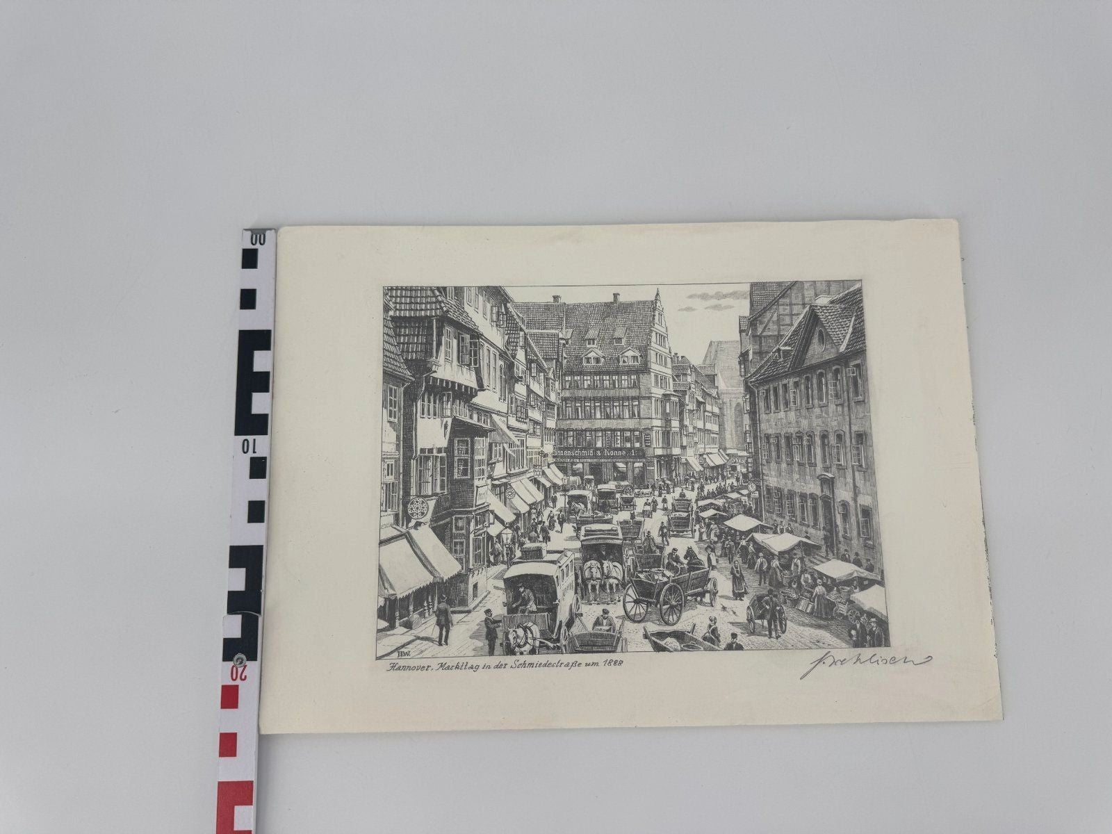 * HEINZ WEHLISCH ZEICHNUNG HANNOVER SCHMIEDESTRAßE 1888 ANSICHT
