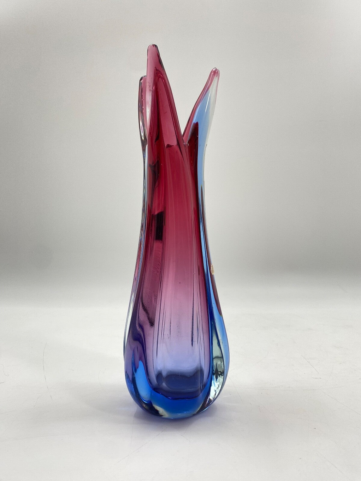 * MURANO GLAS VASE ITALIEN MID CENTURY SOMMERSO LILA ROSA MAGENTA